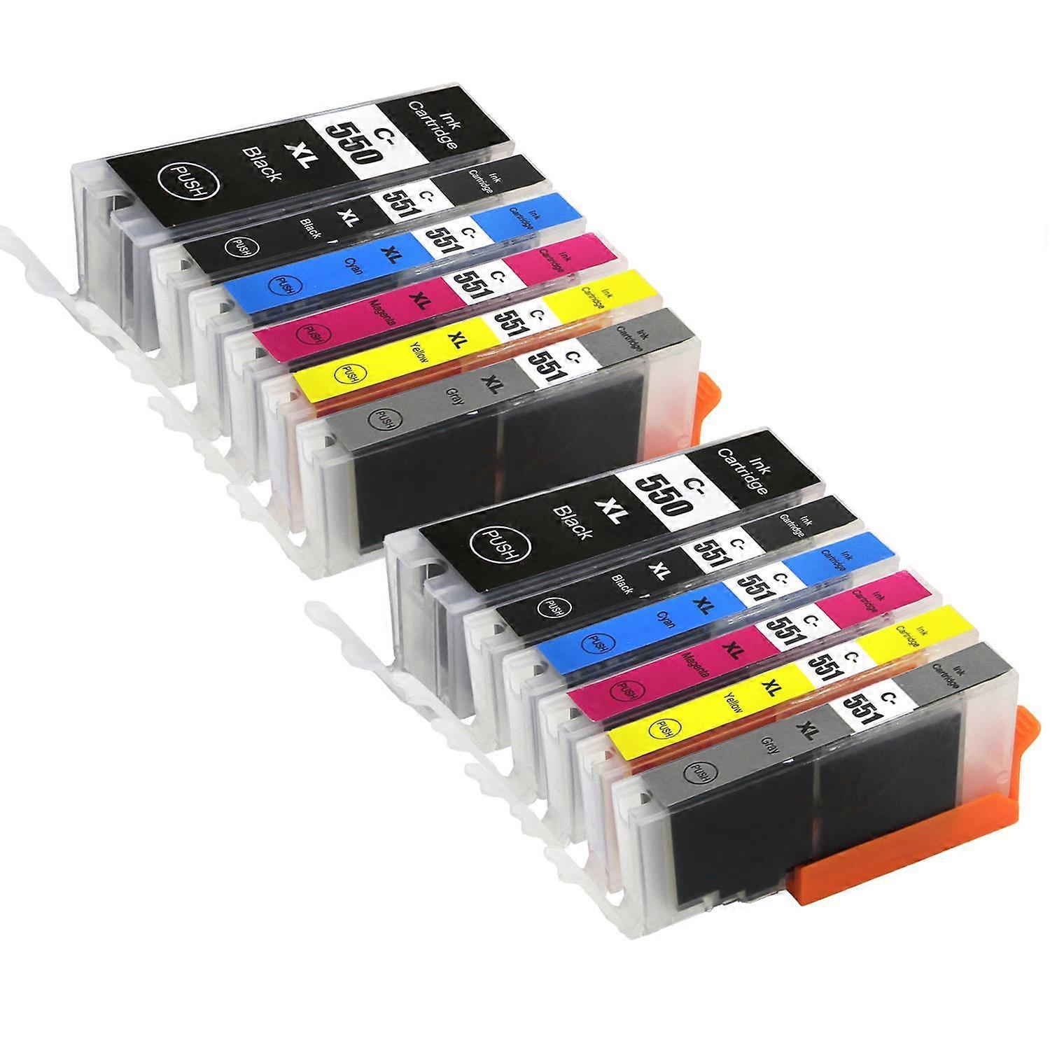 Set di cartucce d'inchiostro PGI-550 e CLI-551 compatibili con Go Inks, confezione da 12, nero/ciano/magenta/giallo/grigio per stampanti Canon Pixma