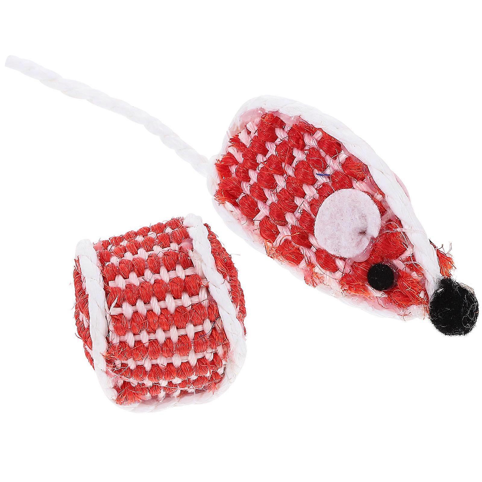 Pet Cat Toy Interactive Mouse Kitten Toys Indoor Play Sisal Stimulate Hunting Instincts 1 Set
