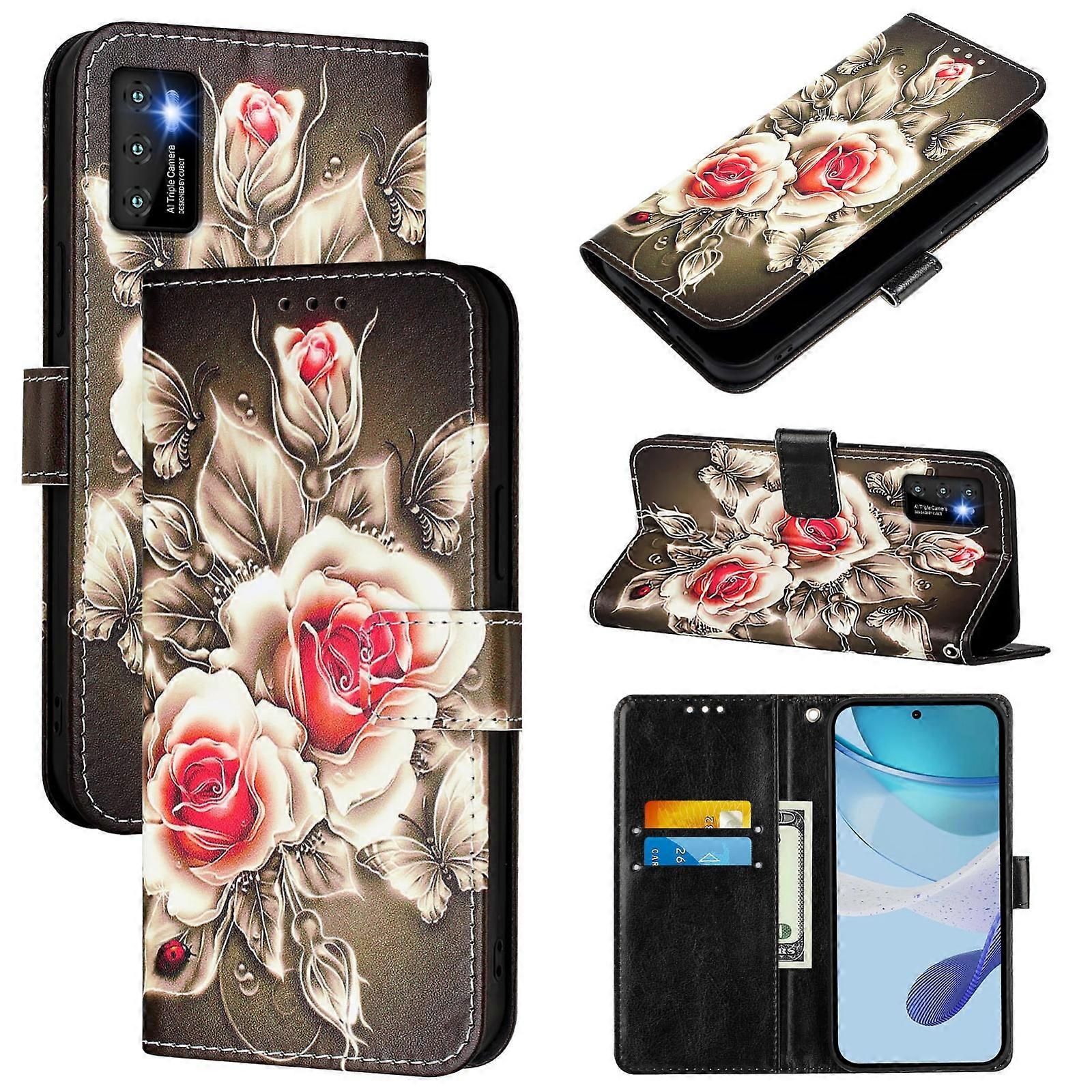 Dessin coloré motif toile armure étui de téléphone en cuir