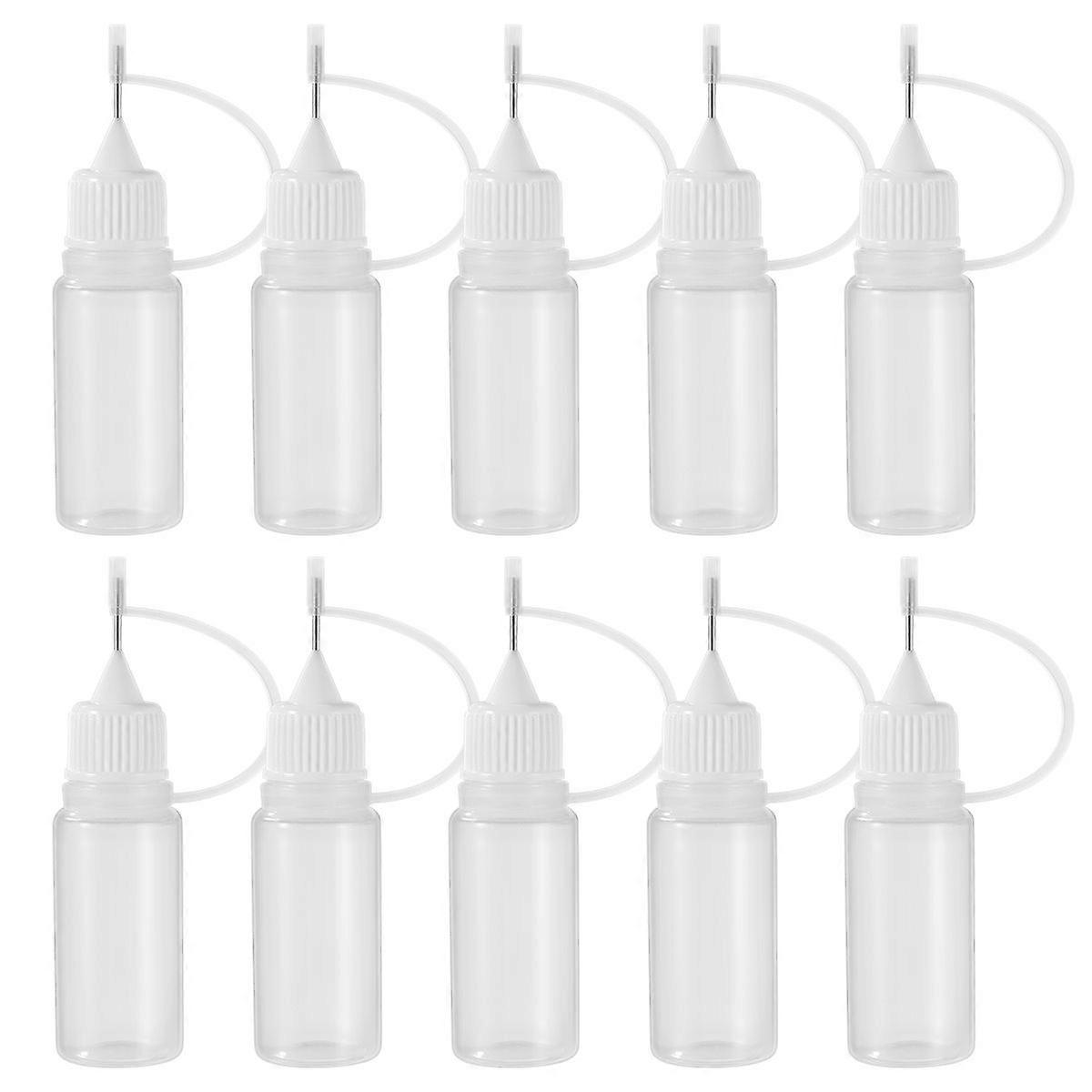 ULTNICE 10Pcs 10ml Needle Tip Glue Bottles Liquid Needle Bottles Applicator DIY Empty Bottles for Home Workplace (White)