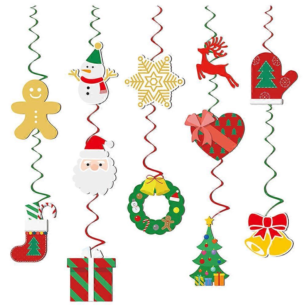 Christmas Hanging Swirls Decorations Random Style 15x14cm PVC Material Scene Decor 12 Sets