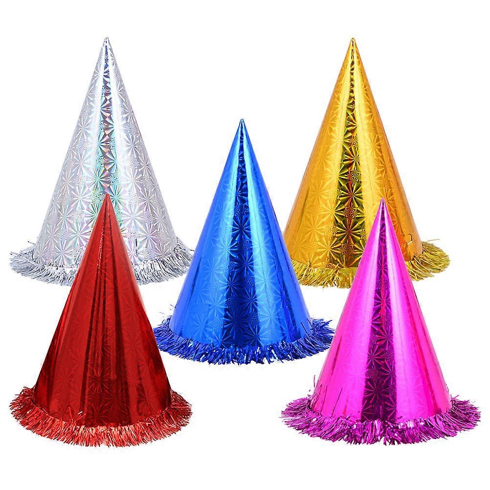 Cone Party Hats for Birthday and Parties Assorted Color Film Material Kids and Adults 18Pack