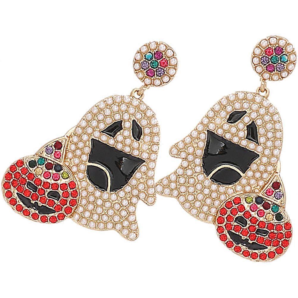 Dangling Earrings Halloween Dangle Earrings For Women Drop Shape Multi Color 6 1x4 2cm Pearl Charm Enhancement 1 Pair