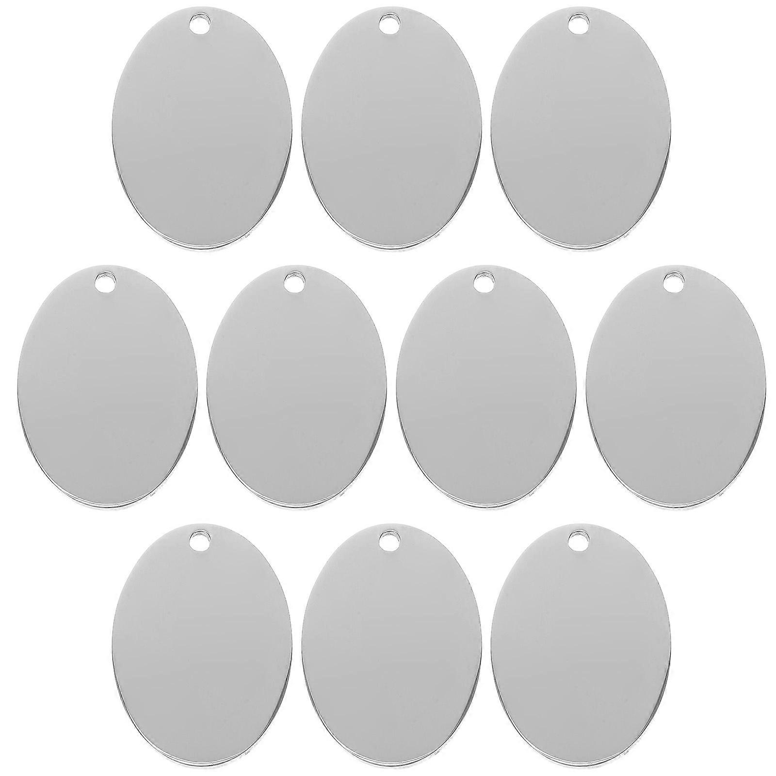 Stainless Steel Oval Pet ID Tags for Dogs & Cats 10pcs Pack, Engraving Ready, Durable Metal Name Tags for Small Pets & Keychains