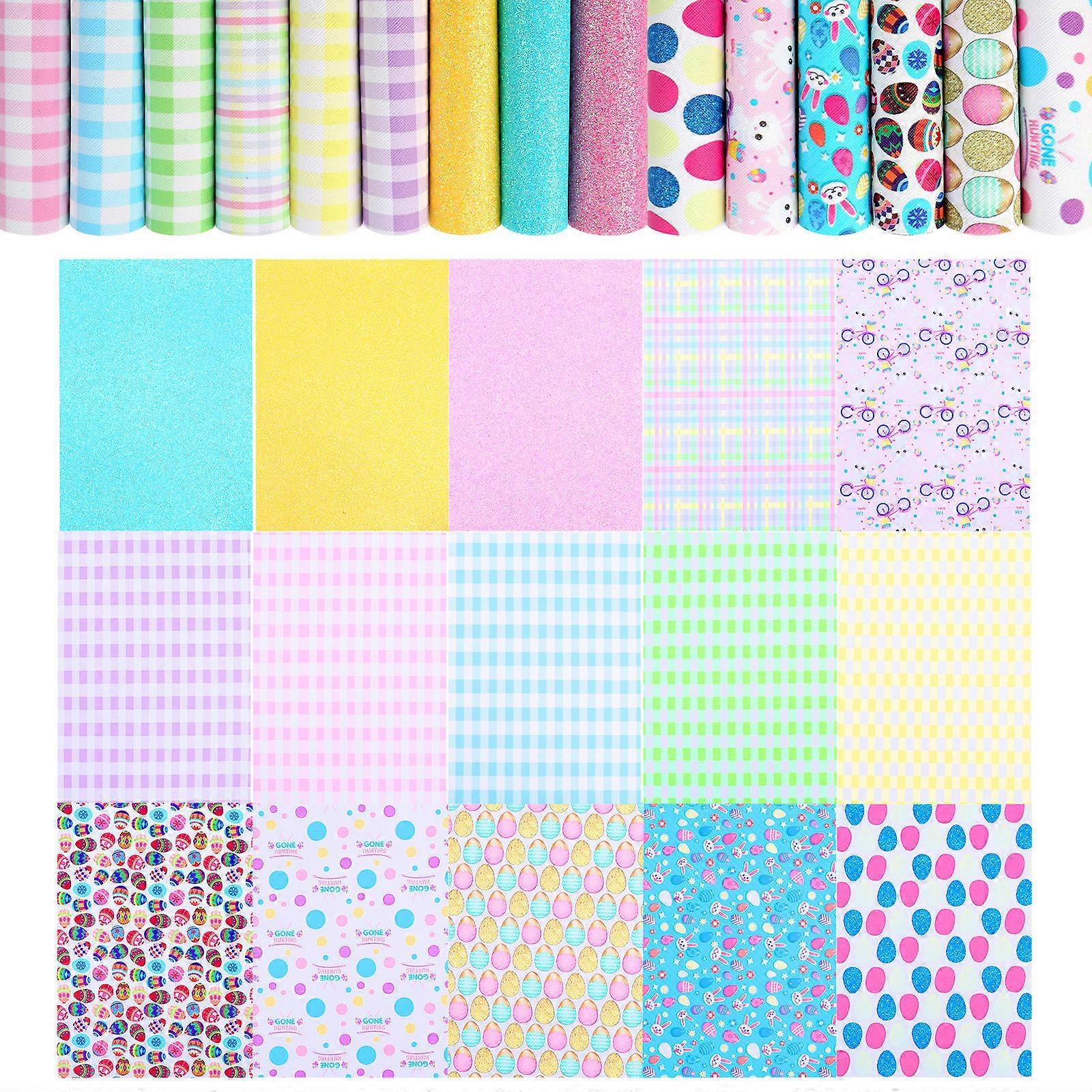 Animal Prints Leatherette Sheets DIY Accessories Easter Theme Rectangular Assorted Color 21x15x0.1cm 15Pcs