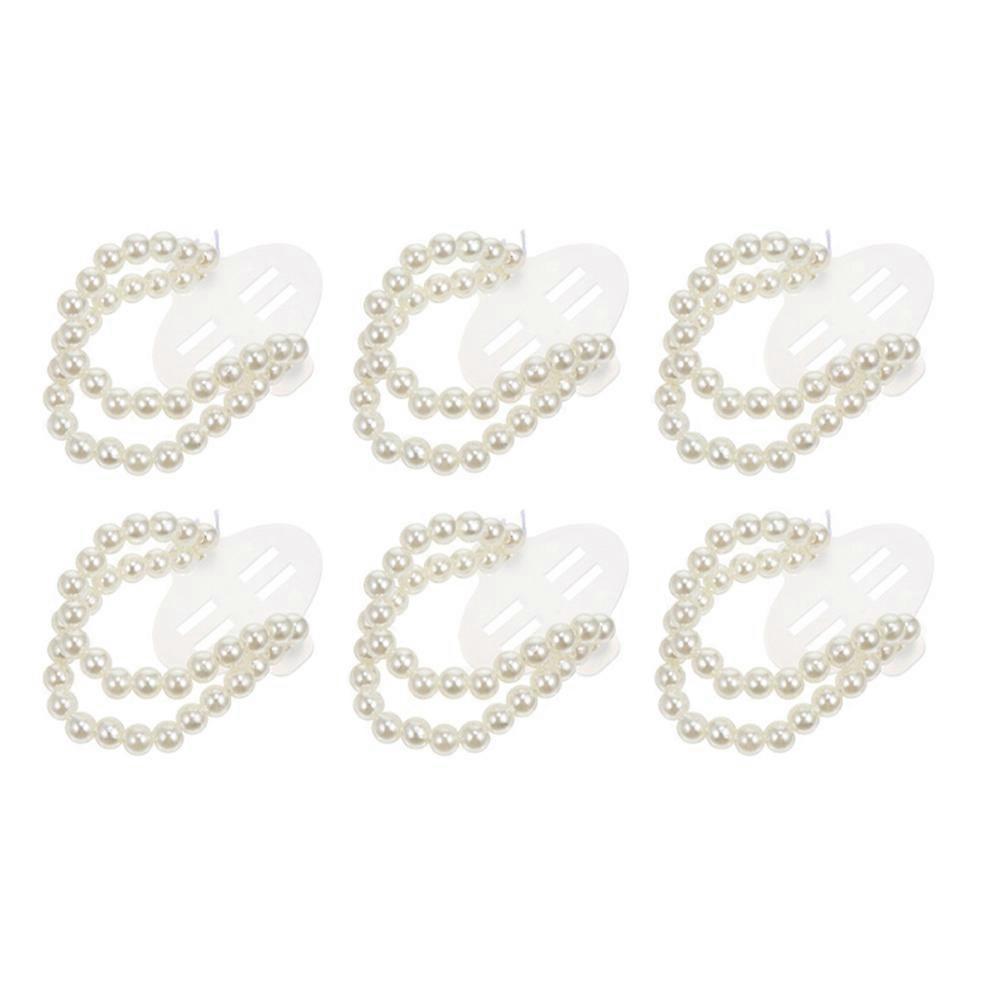 Elastic Pearl Wrist Bands Wedding Accessories Simple and Elegant Design White 6Pcs