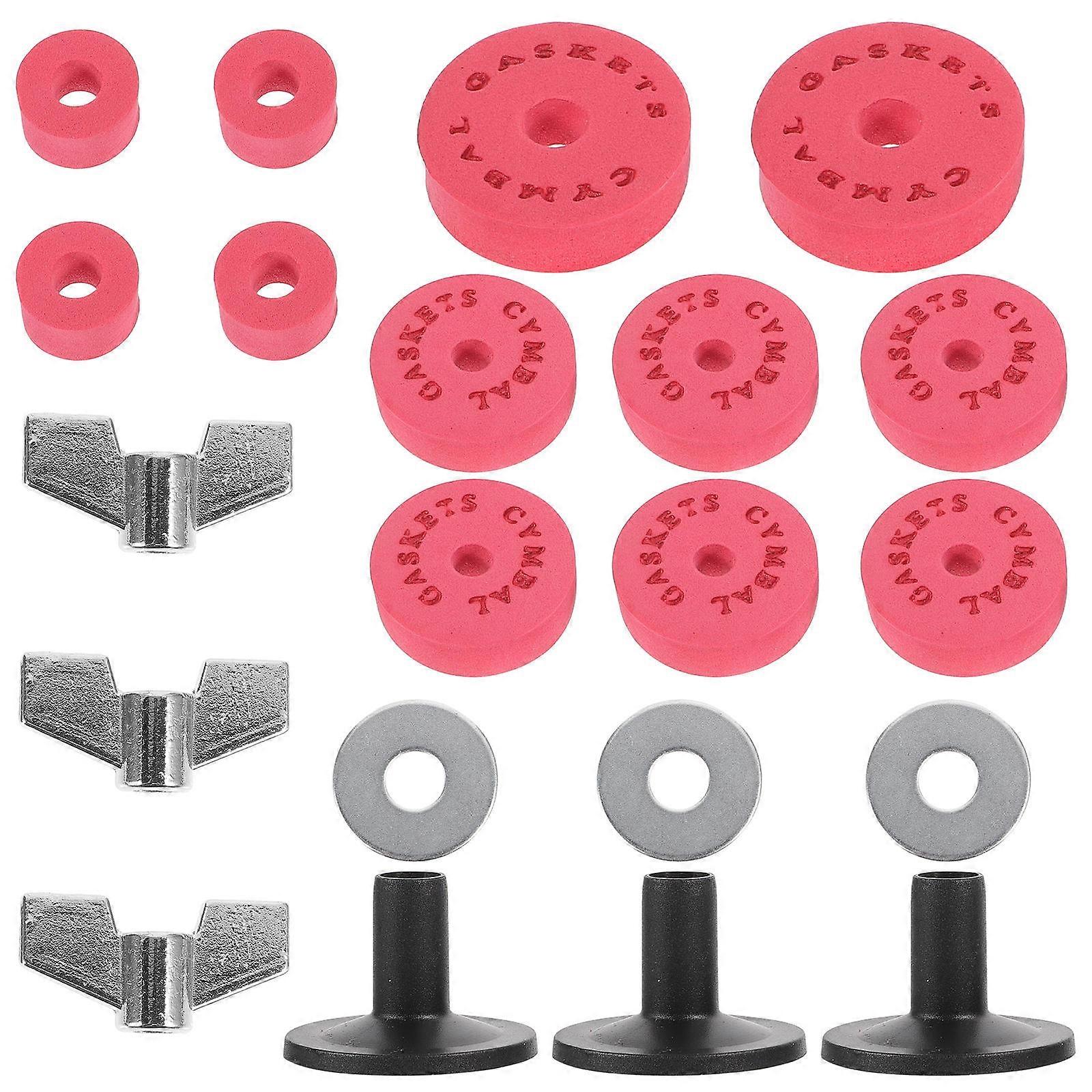 Cymbal Pads Felt Set Cymbal Stand Tubes Cushion Gasket Clutch Tube Nuts Sleeves for Drums Red 5.00X5.00X1.30CM Sound Enhancement 1Set
