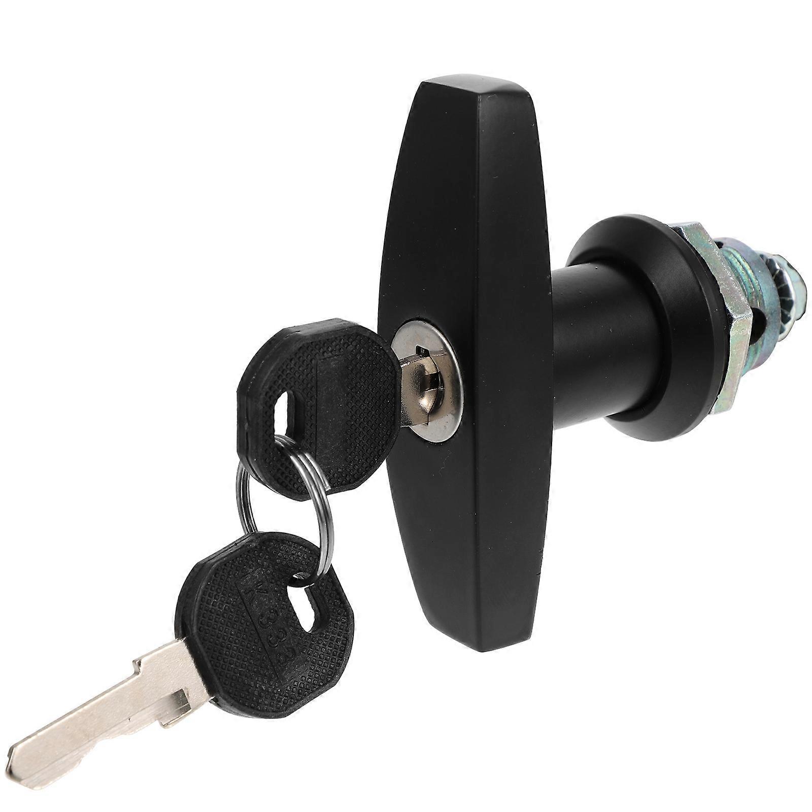 Handle Lock Handle Cabinet Lock for with Locking Plate Black 1Pcs