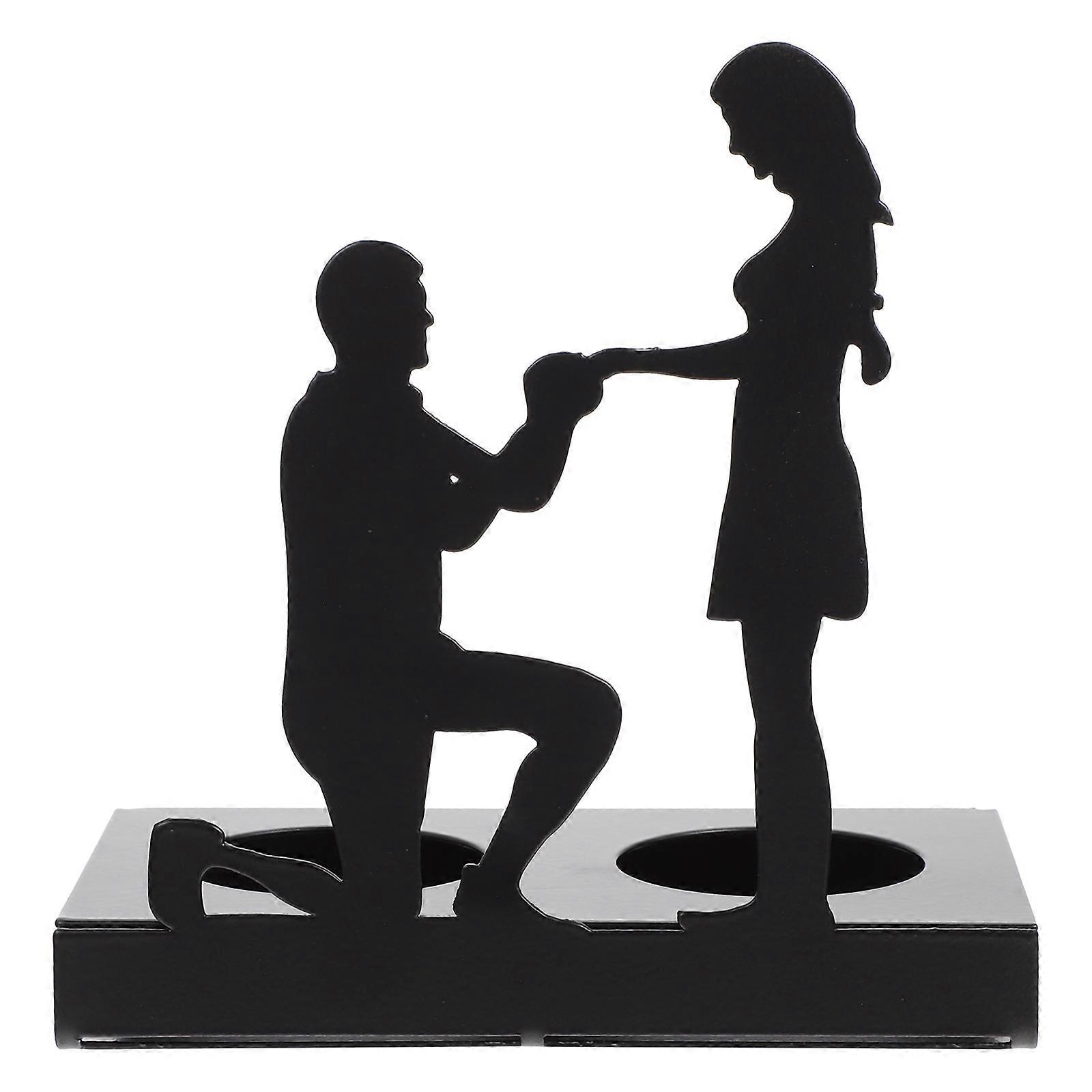 Candlestick Decor Creative Candlestick Black Color Valentine's Day Tabletop Display 1Set