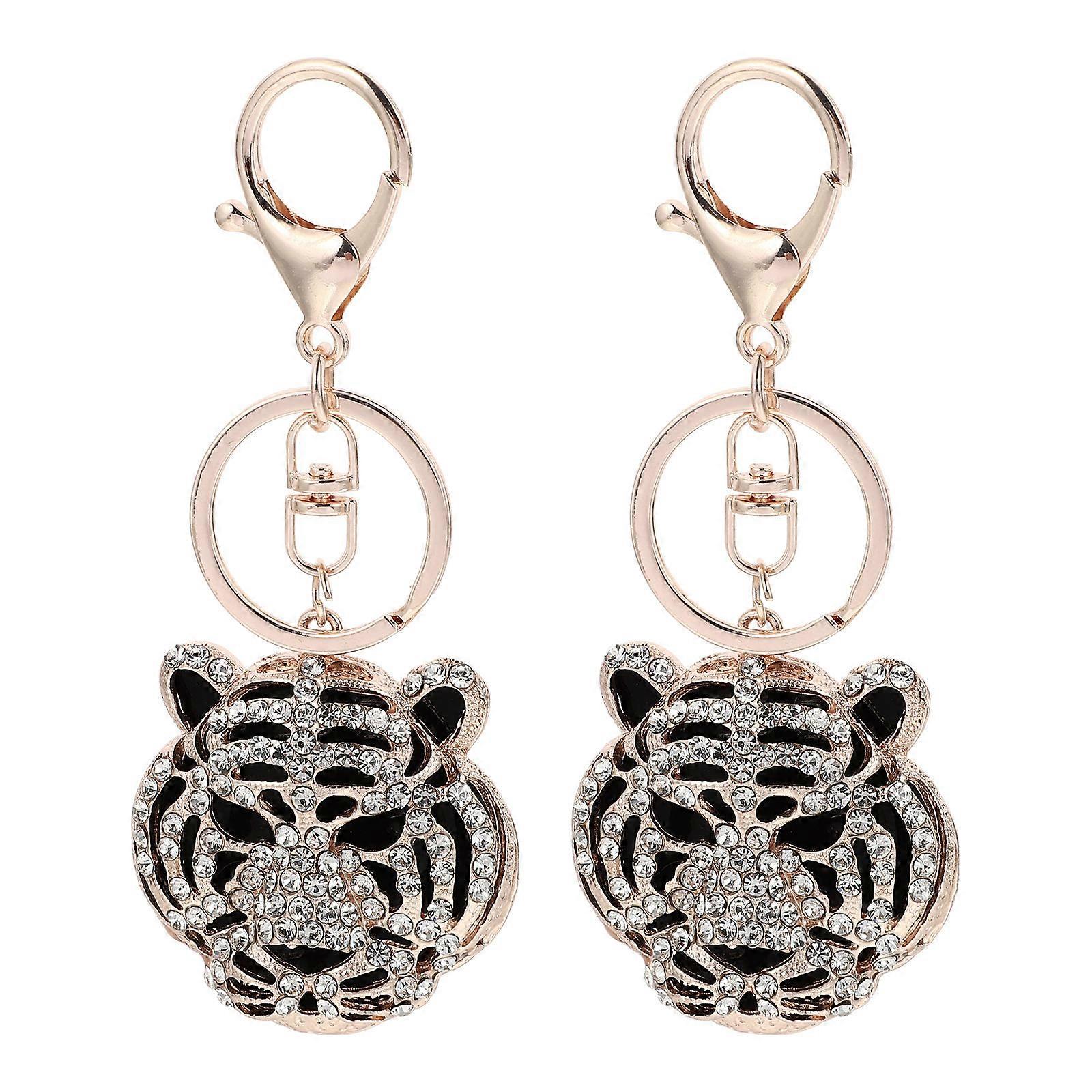 Novelty Keychains Rhinestone Keyring Holder Creative Pendants For Backpacks 2Pcs