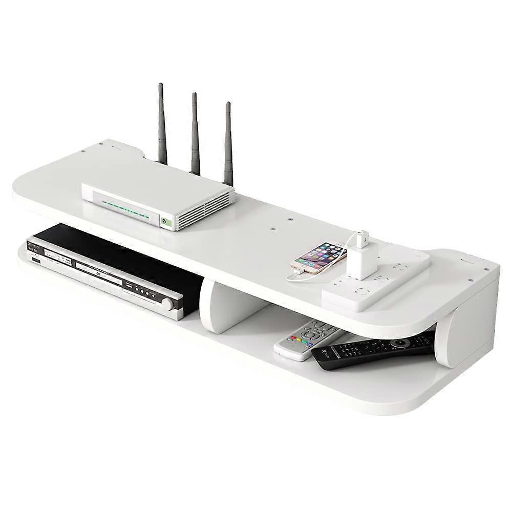 WiFi Router Storage Box, Floating Shelves, Wall Mounted Cable Management Rack, Multilayer TV Set-Top Organizer, White