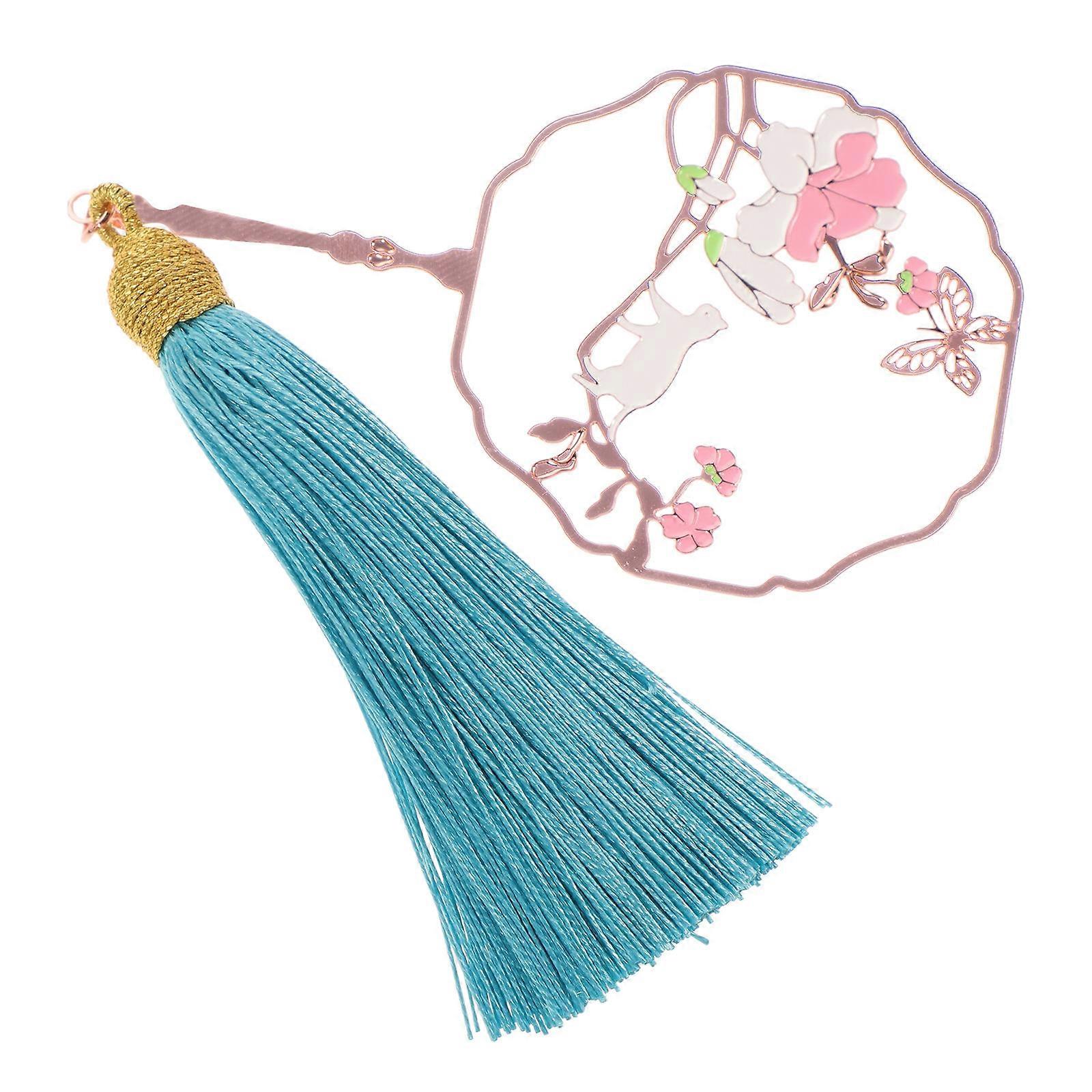 Creative Metal Bookmark Pendant with Tassel, Chinese Style Fan Design for Books, Notebooks, and Textbooks