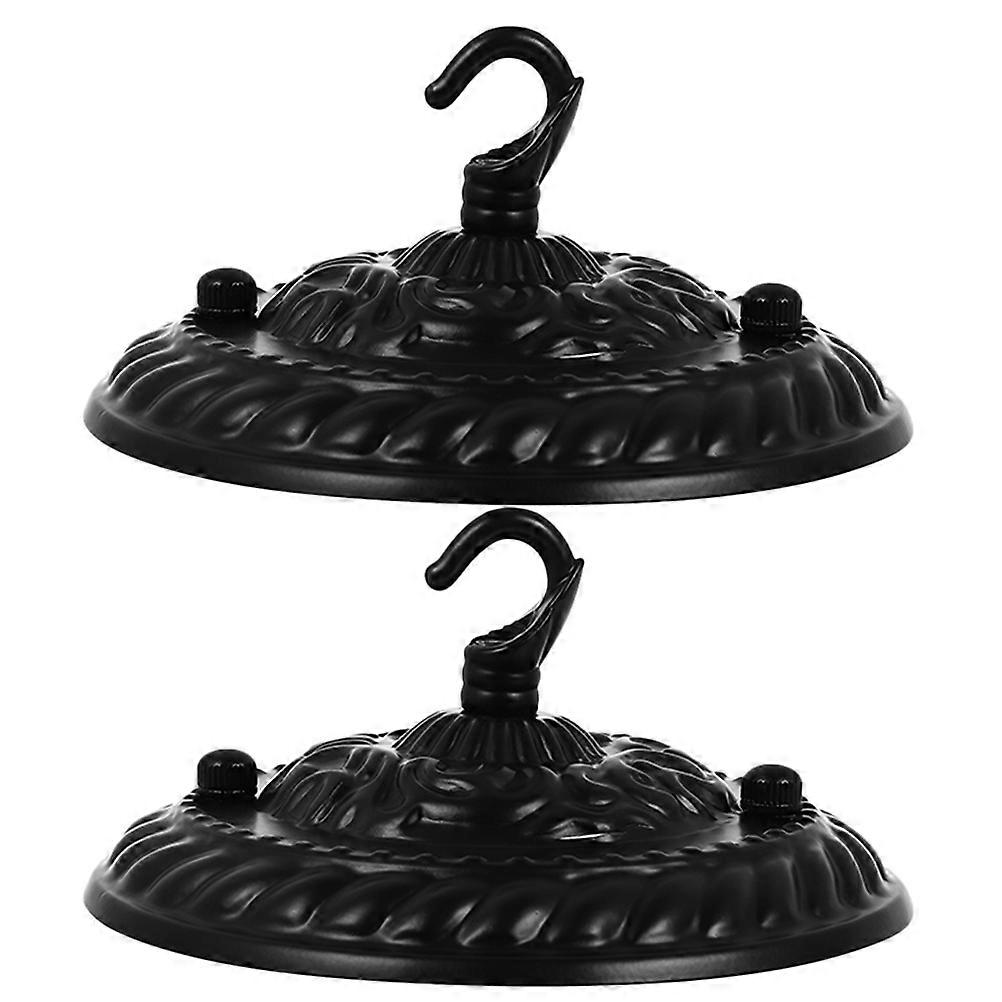 غطاء ضوء السقف لوحة قلادة ضوء المظلة للديكور الداخلي قرص دائري أسود فولاذي 2 قطعة