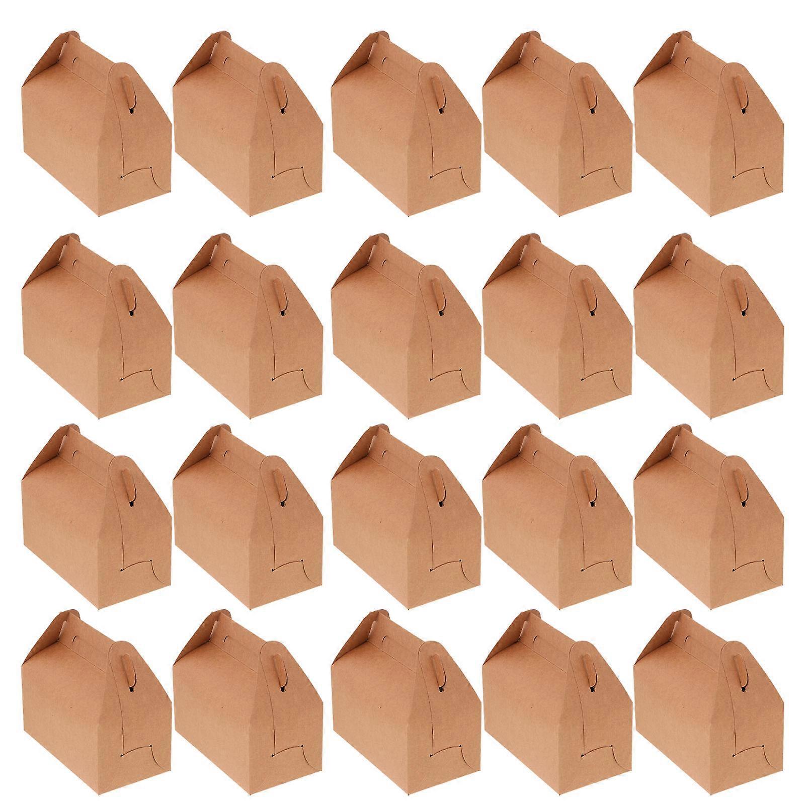 20pcs Khaki Paper Cake Boxes for Storage Use, Handed Cake Containers