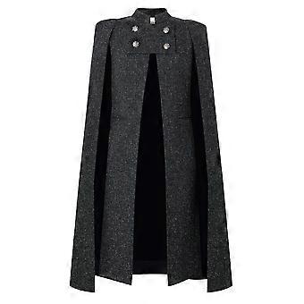 Chic Star Tweed Cape Duster Coat In Black