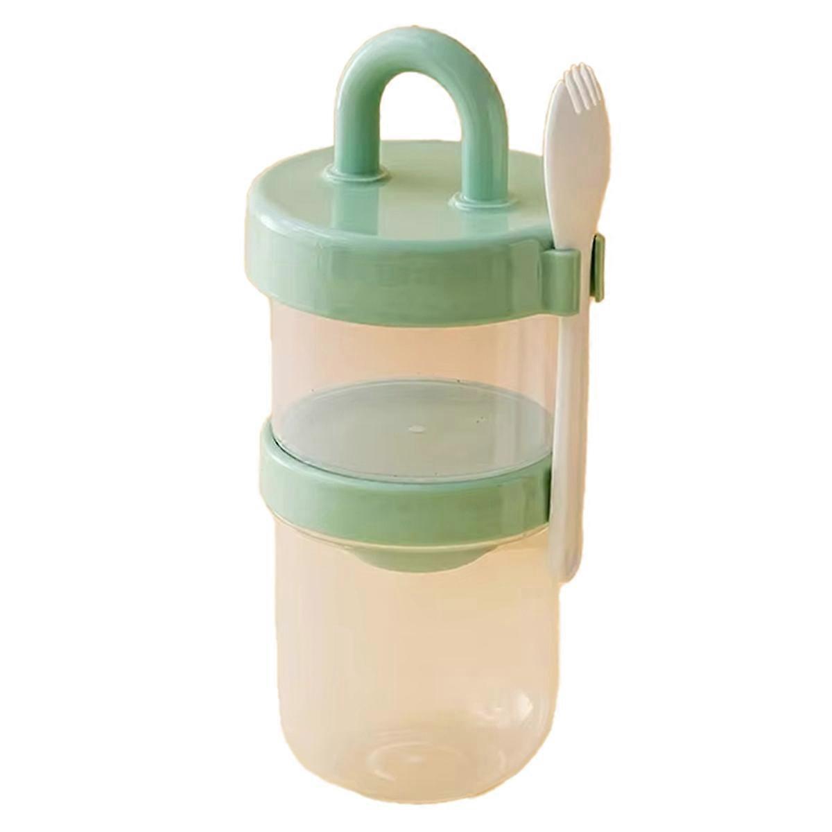 Portable Breakfast Jar with Airtight Lid,Thickened Oatmeal Cup with Spoon for Yogurt,Milk,Salad,Foo