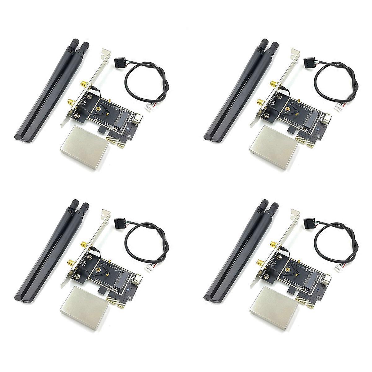 4X NGFF M2 Wireless Card to PCI-E Pcie Desktop Bluetooth Converter Adapter with 8 AC Antenna for AX2