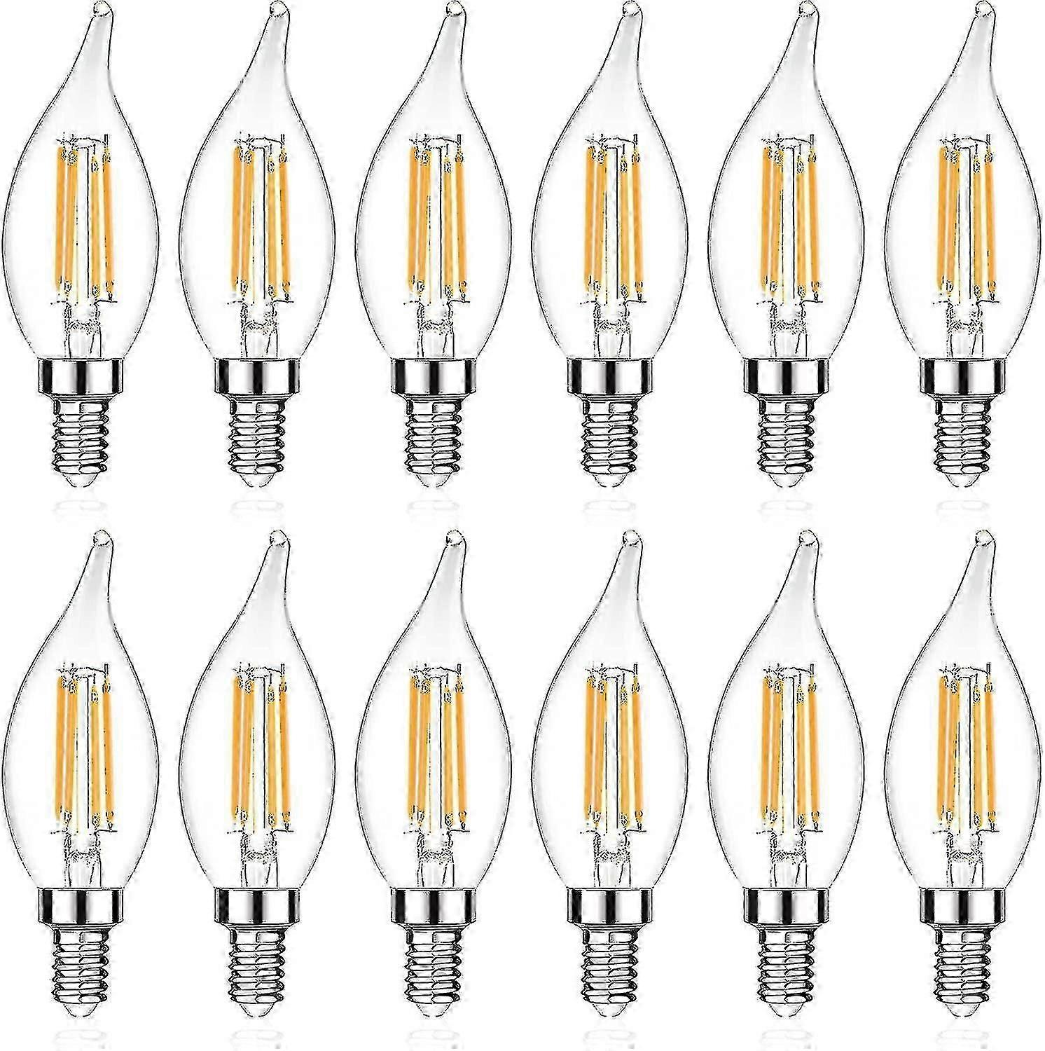 2025 Latest Model E12 Candelabra Led Light Bulb, Flame Tip Decorative Led