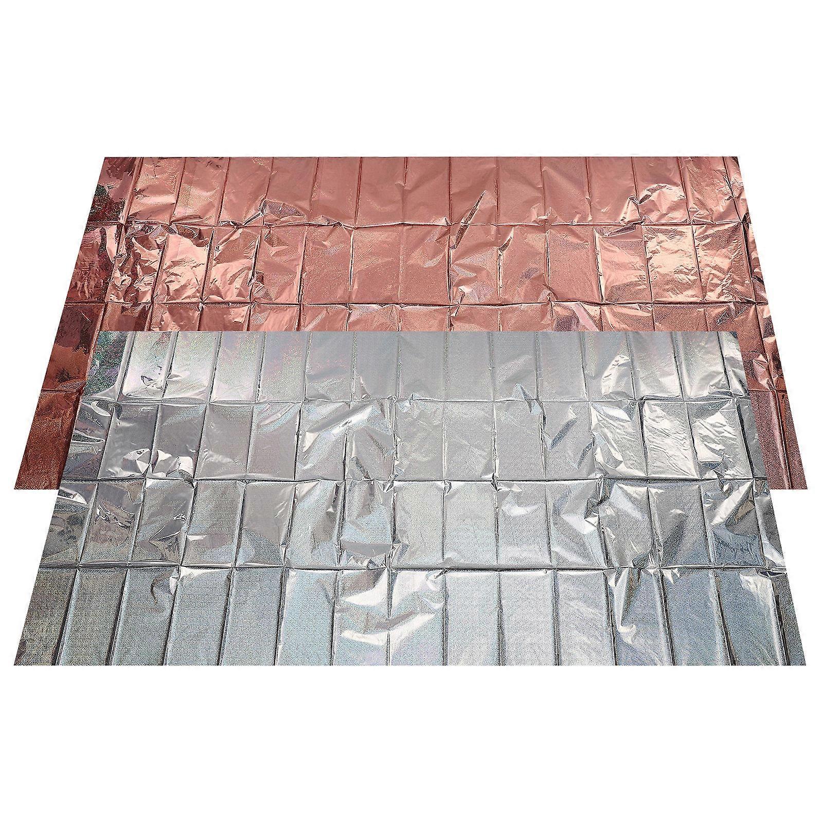Disposable Tablecloths Shiny Rectangular Table Covering for Birthdays Aluminium Film Easy to Clean 274x137cm 2Set