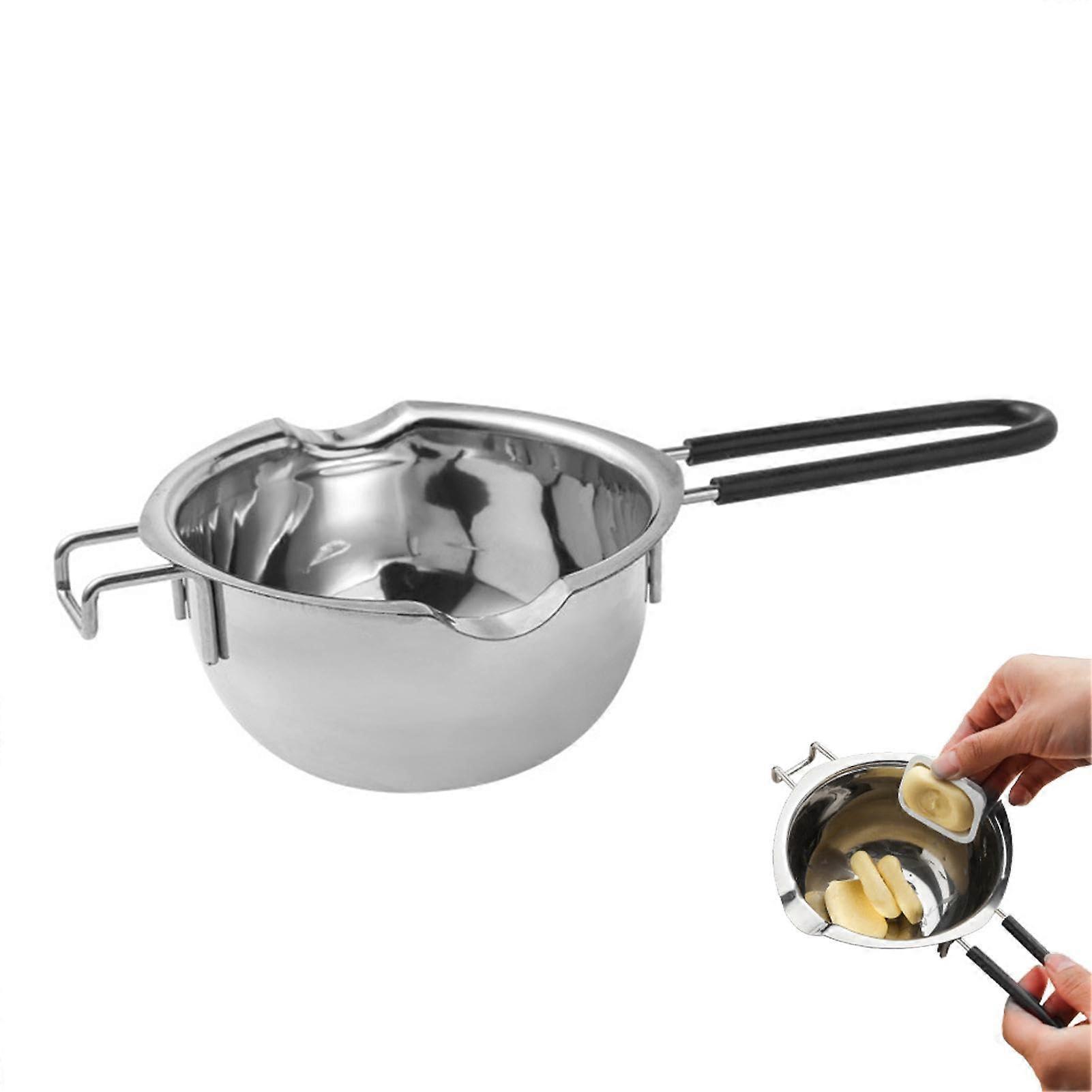 Chocolate Boiler Pot - 400 ml Stainless Steel Melting Bowl with Heat Resistant Handle for Chocolate and Butter Melting