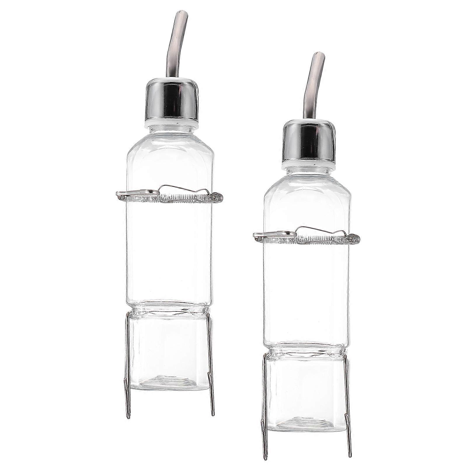 2pcs Transparent Plastic Pet Drinking Bottles 180ml for Small Animals with Leak-Proof Design
