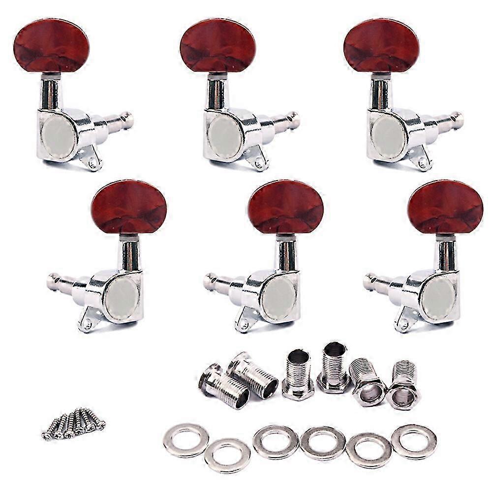 Acoustic Guitar Tuning Pegs Machine Head Tuners with Plastic Buttons Suitable for Various Brands 3L3R Pack of 6