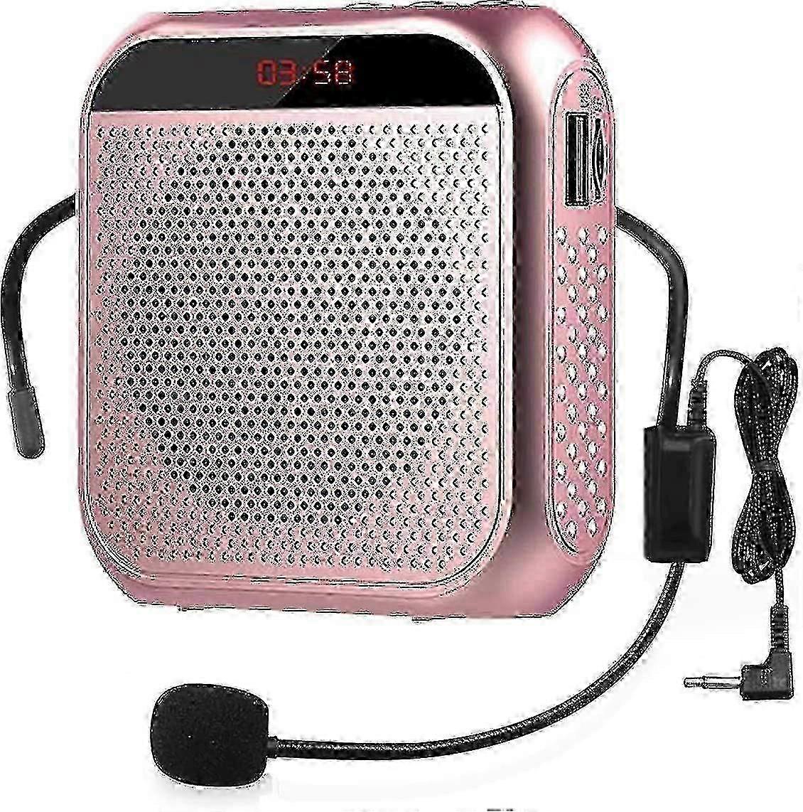 Portable Voice Amplifier With Wired Microphone Headset Rechargeable Speaker Loudspeaker (rose Gold)