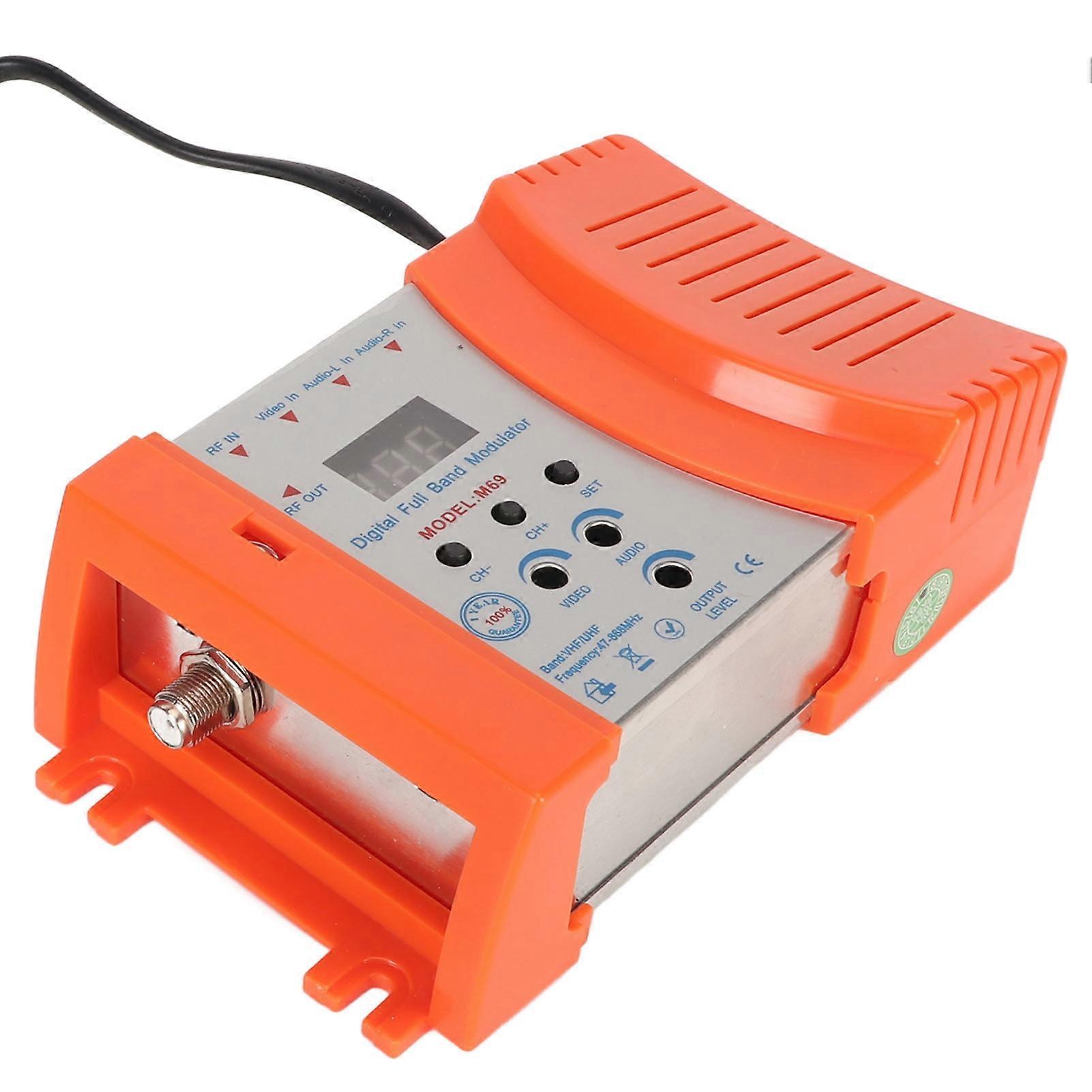 AV To RF Modulator Support VHF UHF PAL NTSC TV Link Modulator with Digital Display for Set Top Boxes 90‑240V EU Plug