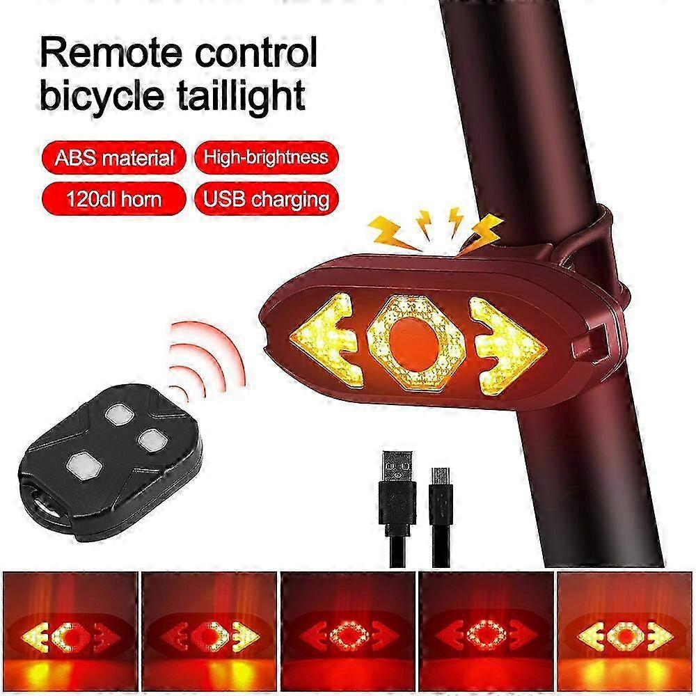 2 in 1 Wireless Remote Control Bike Turning Signals Taillight USB Charging Safety Rear Light