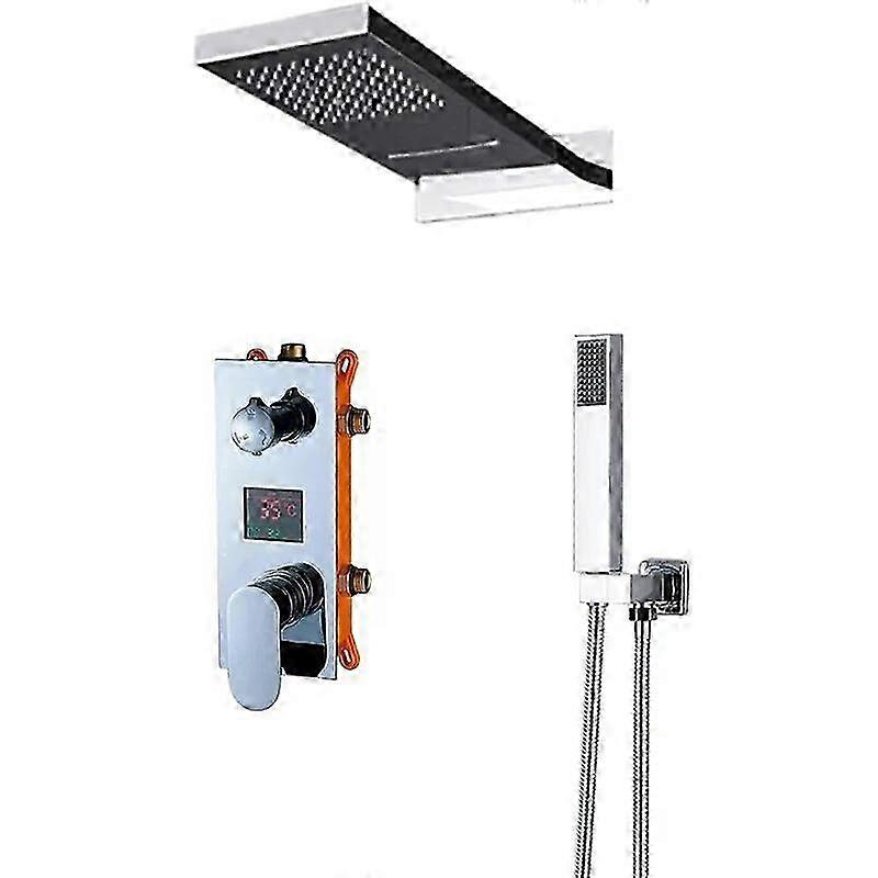 Rubinetto doccia a cascata con display digitale Colonna doccia nascosta Rubinetto da bagno con valvola miscelatrice calda e fredda