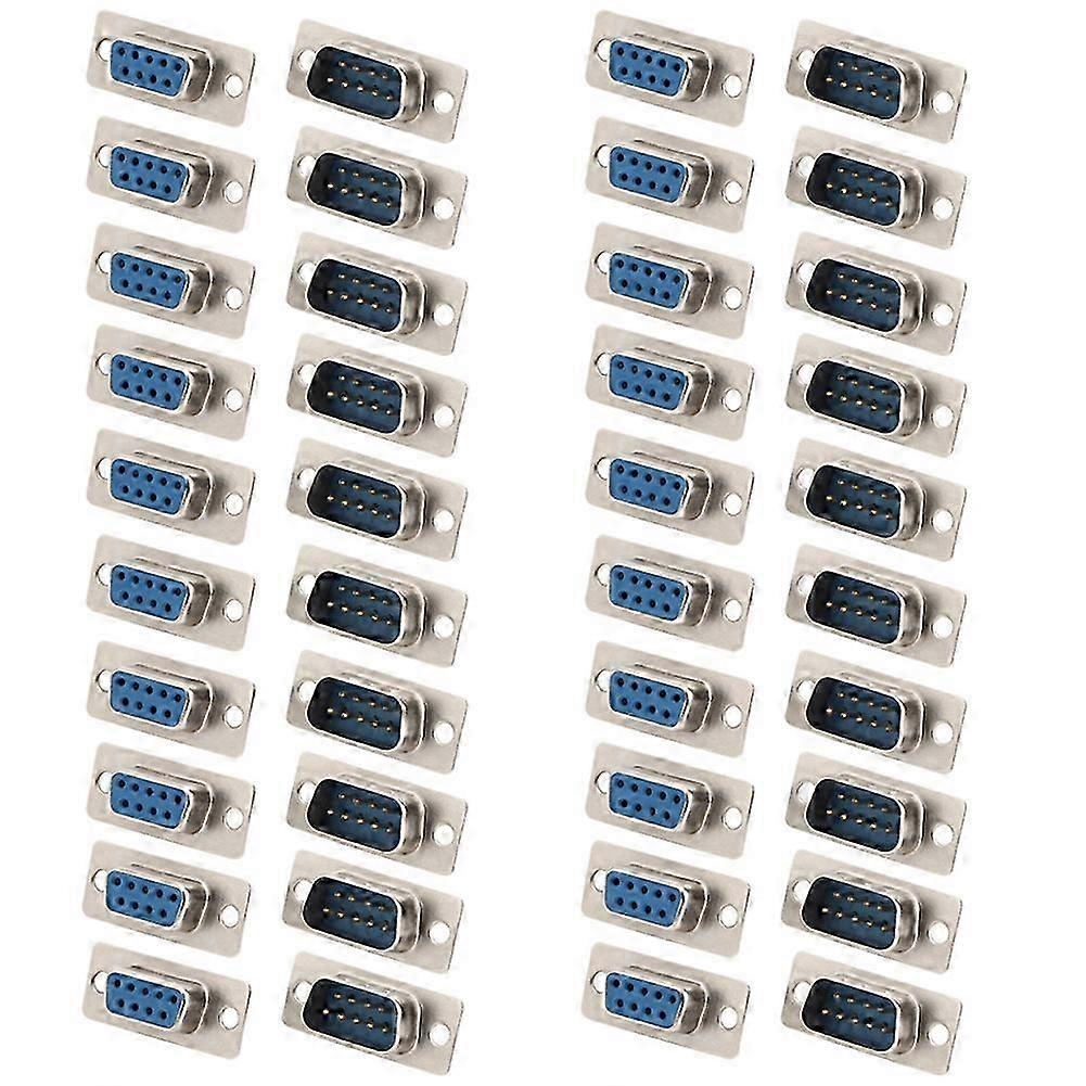 40PCs RS232 Connector DB9 Core Female Blue Monitor Plug Socket Industrial Accessory