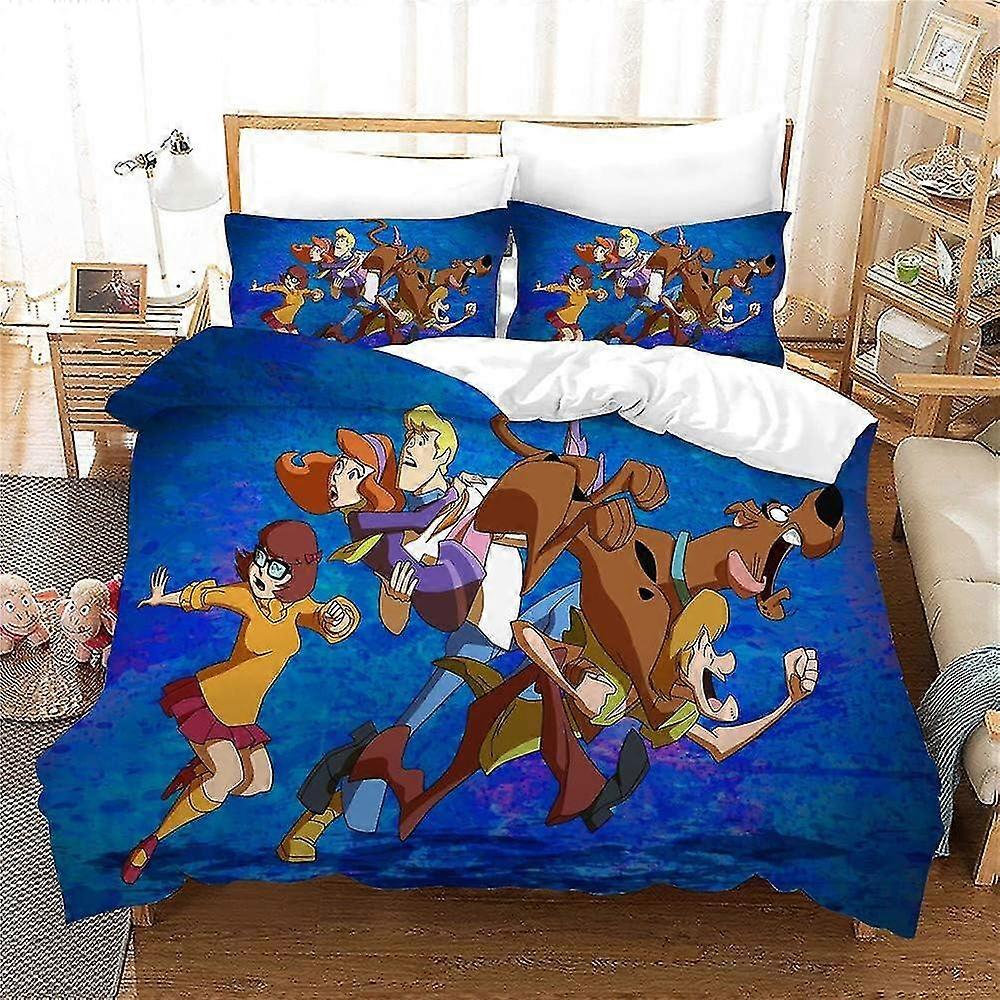 NICHIYO Scooby-Doo Bedding Set - Duvet Cover and Pillowcase, Microfiber, 3D Digital Print Three-Piece Set