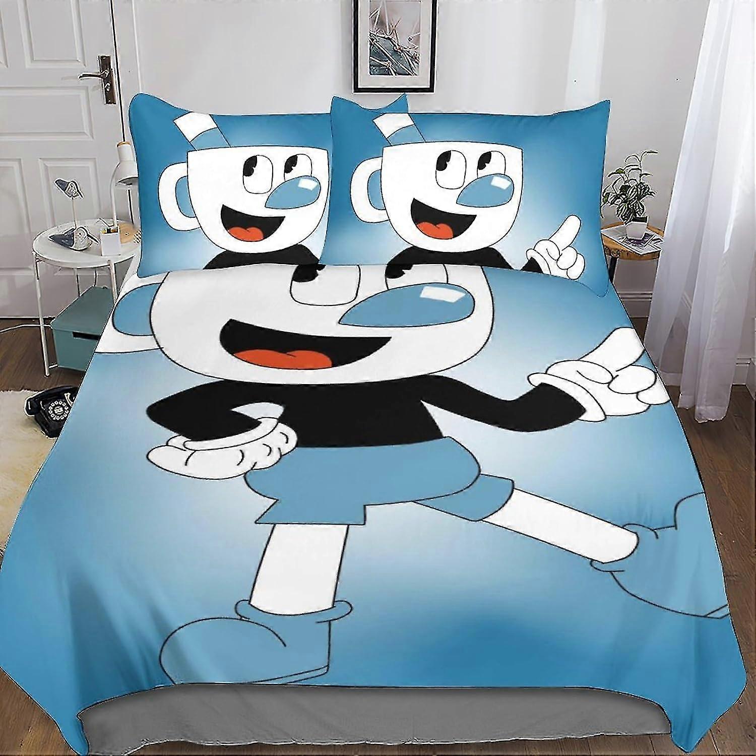 Conjunto de capa de edredom de jogos de anime 3D para crianças - Conjunto de cama com capa de edredom e fecho de zíper, 3 peças