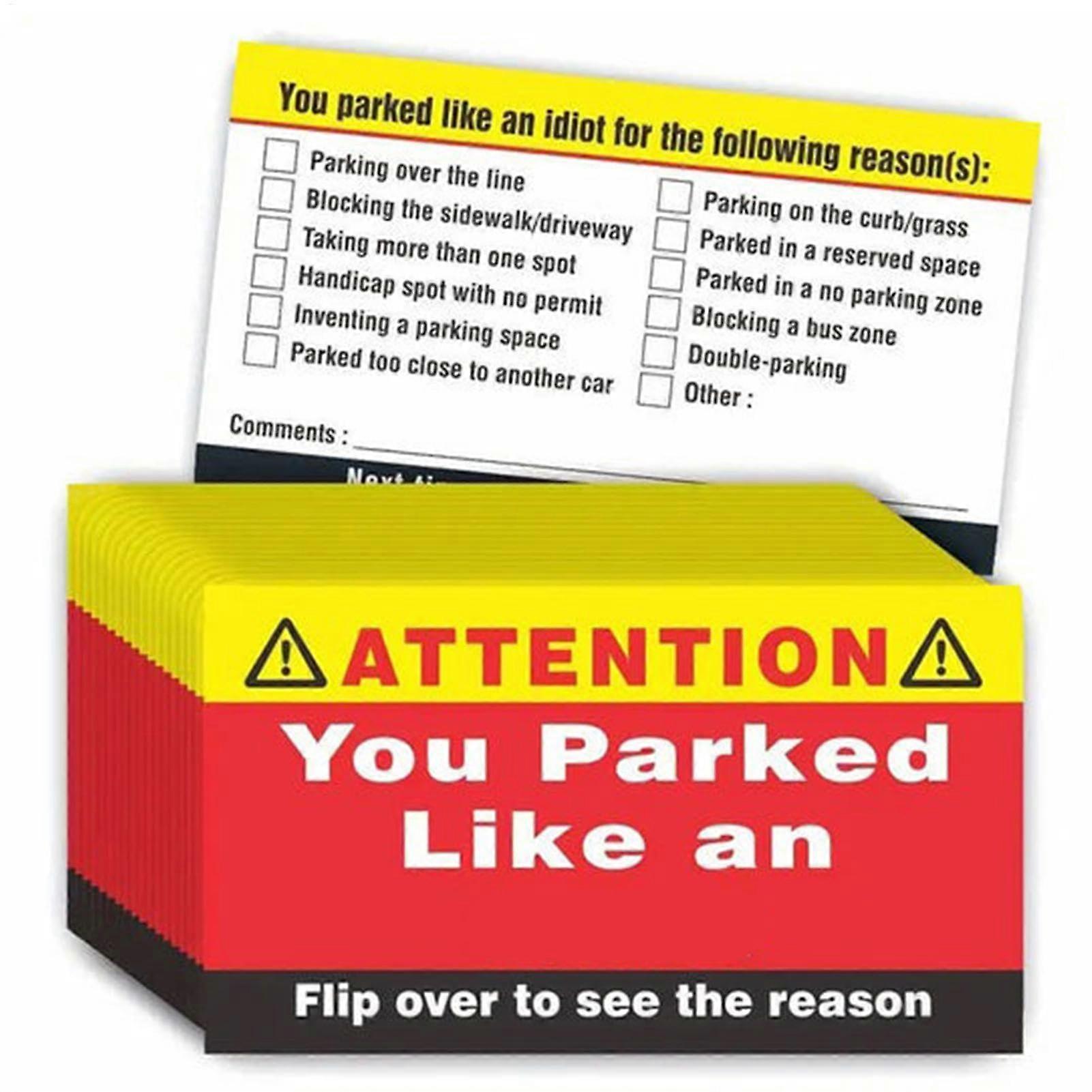 Funny Parking Violation Tickets 100 Pieces 8.9 x 5.1 cm Learning Cards for Adults Bad Parking Cards for Two Parking Spaces