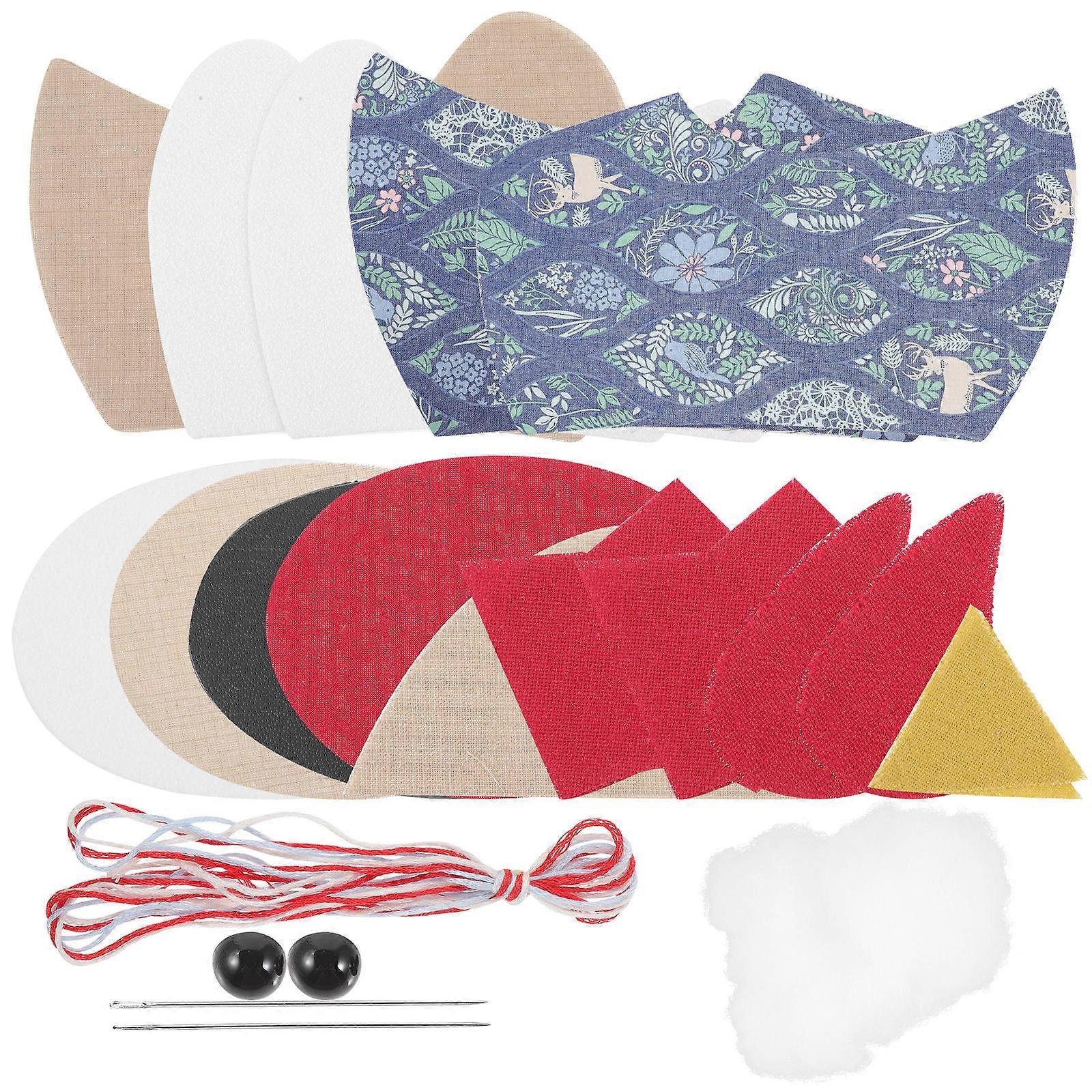 Patchwork DIY Embroidery Kit Handmade Cotton Print Chicken Basket Organizer for Beginners Crafting Material for Storing Eggs and Small Items