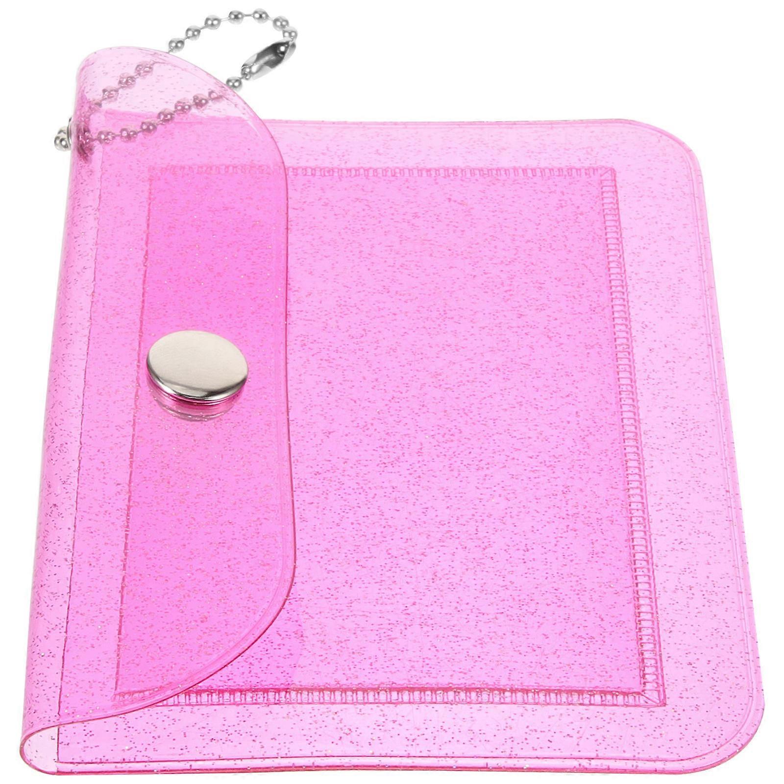 Transparent Purple PVC Mini Coin Purse for Women – Button Closure, Lightweight Wallet with Card Holder and Lipstick Pouch for Travel and Shopping