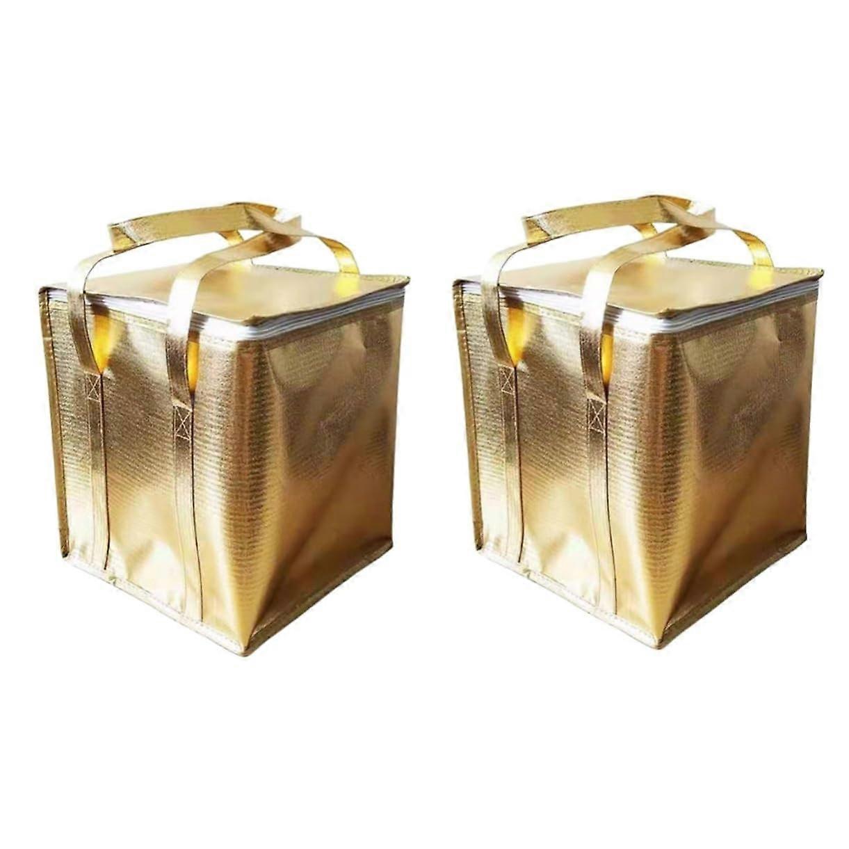 2-Piece Multifunctional Insulated Food Bag Set, Double-Layer Aluminum Foil Thermal Tote for Cakes and Pizzas, Wide Design for Takeout and Freshness