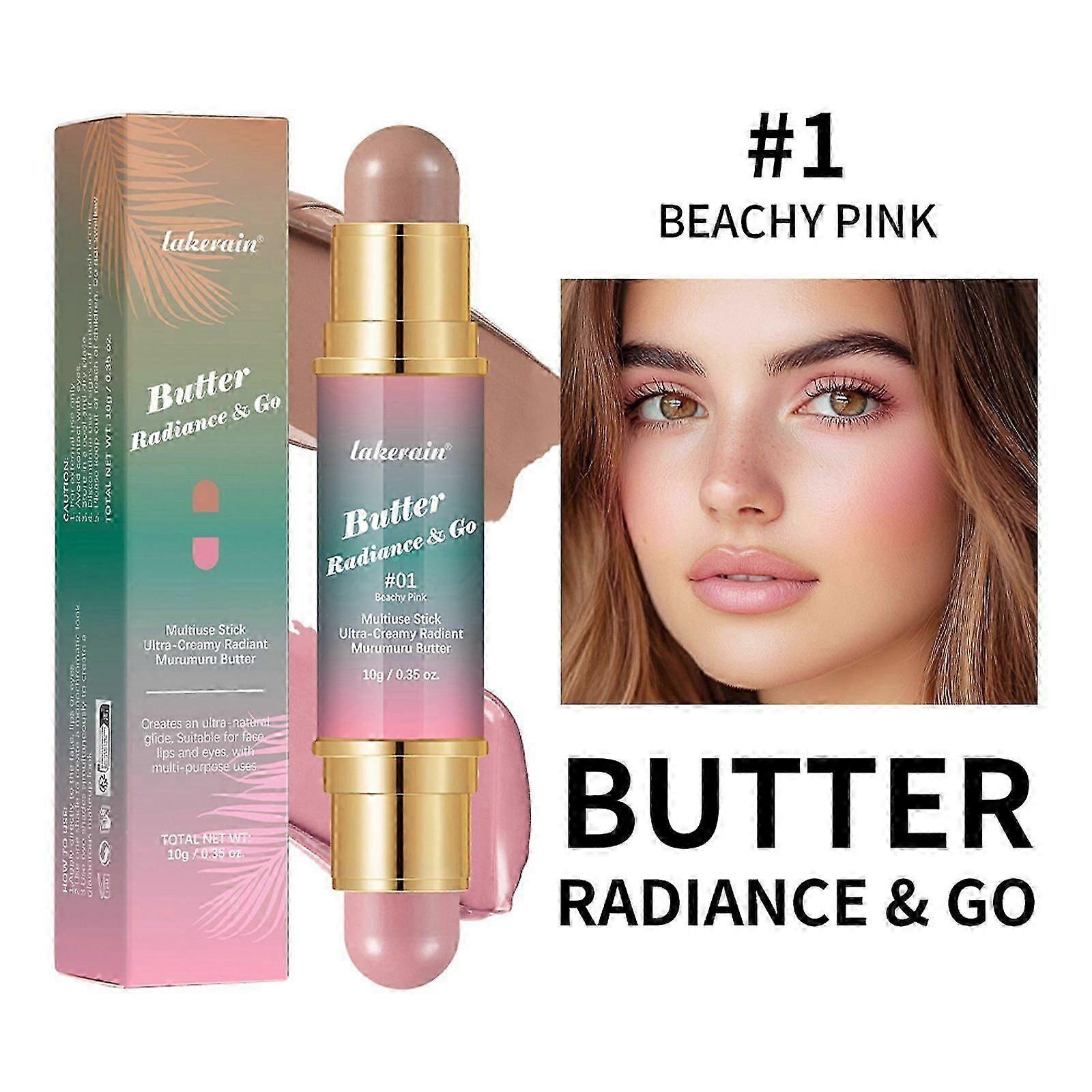 Butter Glow & Go Multiuse Stick, Dual-Ended Multiuse Makeup Bronzer Stick, Ultra-Creamy Radiant Finish Formula with Murumuru Butter, Vegan & Cruelty-F