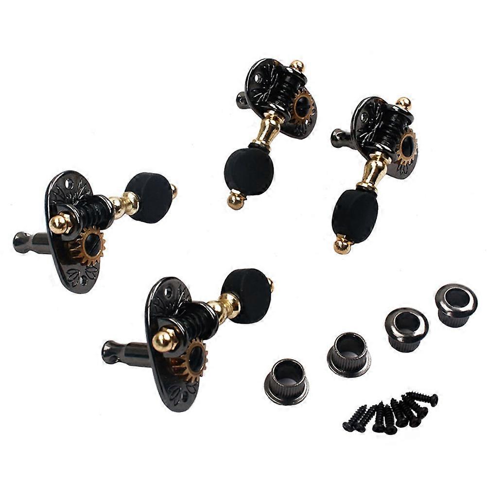 4pcs Sealed Ukulele Tuning Pegs Set with Nickel Finish Plastic Buttons, Includes Ferrules and Screws for Easy Installation
