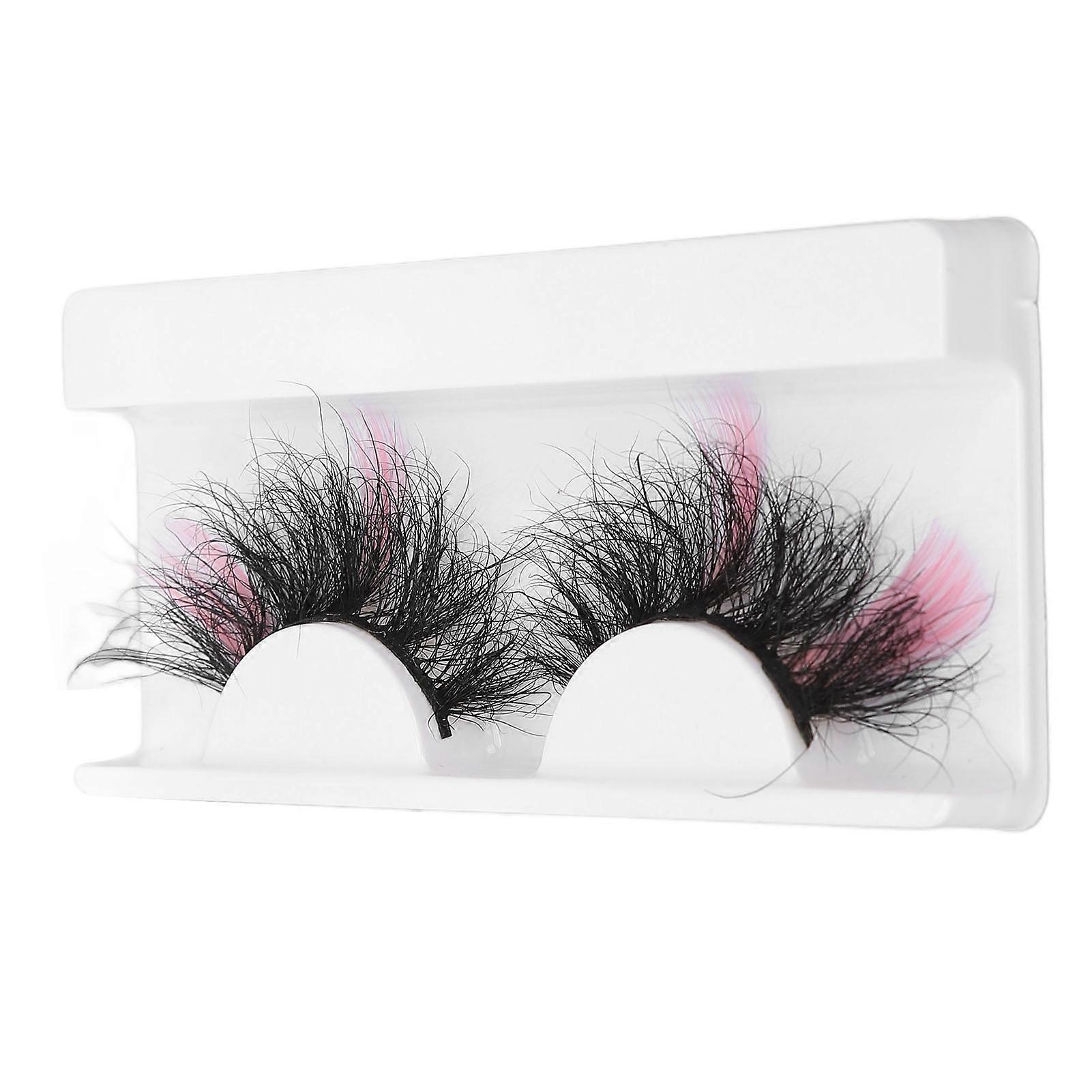 0.98in Color False Eyelashes Wispy Fluffy Pink Ends Dramatic Colored False Eyelashes 57A‑92C