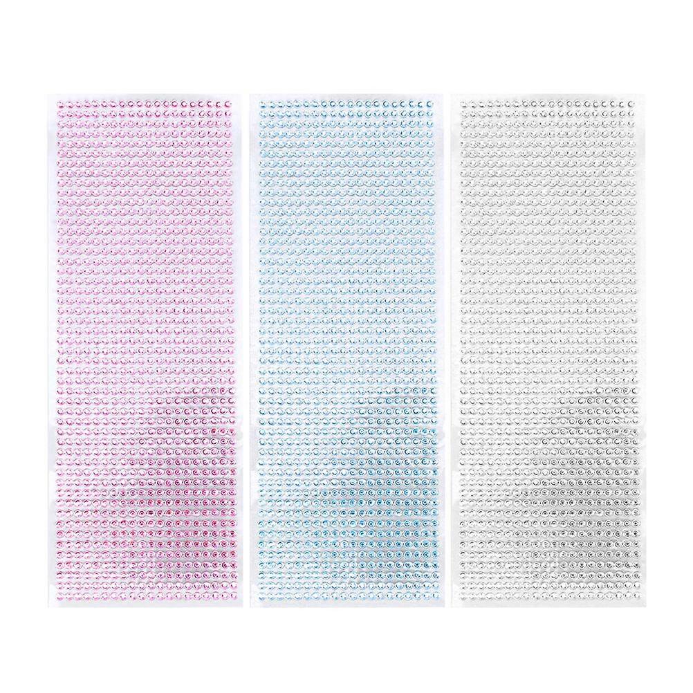 Delicate Rhinestone Gem Stickers 3 Sheets for DIY Crafts, Notebooks, Coloring Books, and Phone Decoration