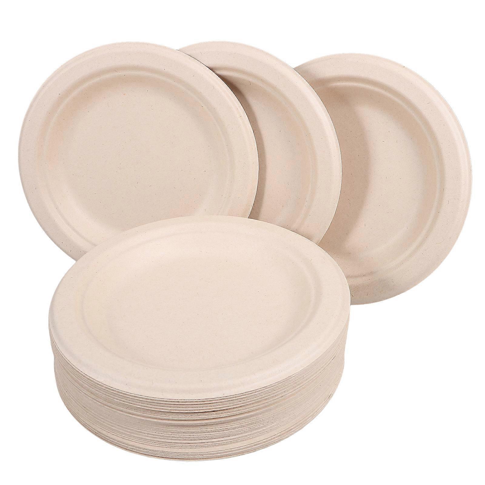 Dessert Plate Party Tableware Beige 6 Inch Food Packaging Multi-Functional 50Pcs