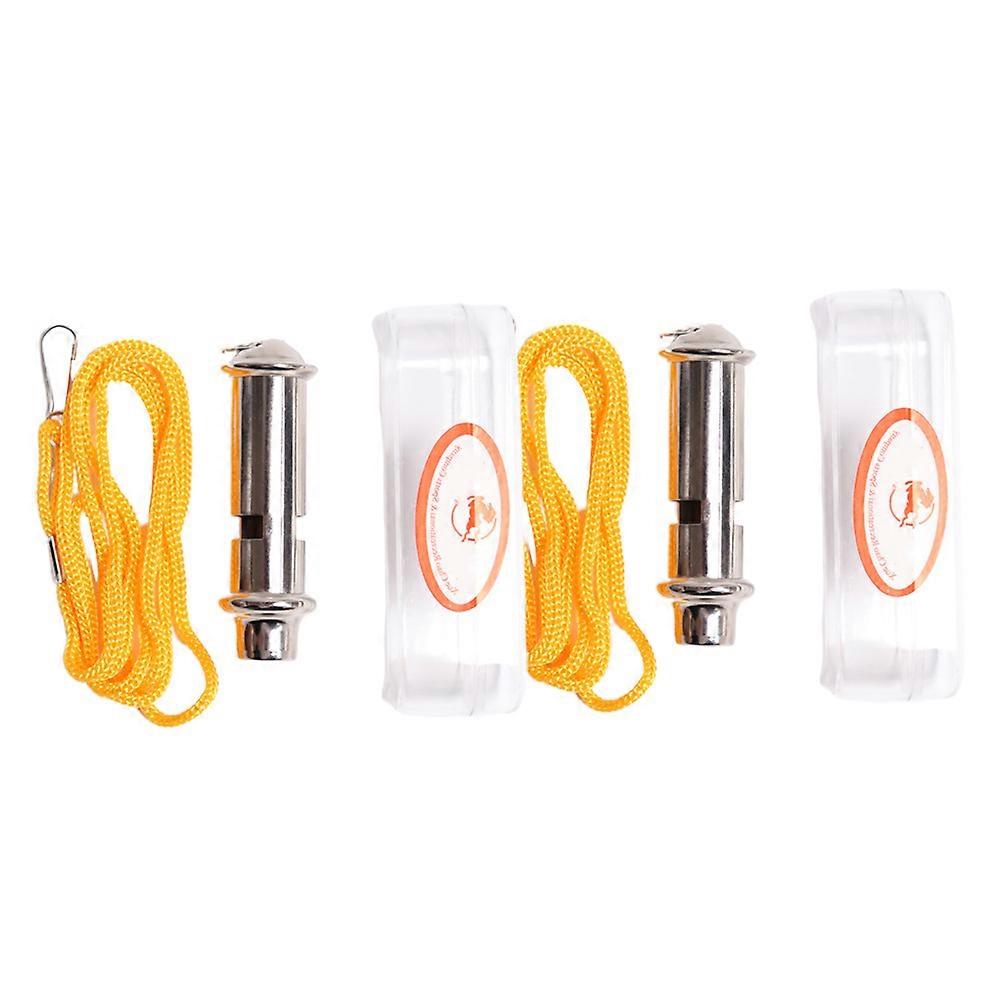Outdoor Emergency Whistle Portable Survival Whistle Stainless Steel Hiking Camping Sports Enthusiasts Silver 2Pcs