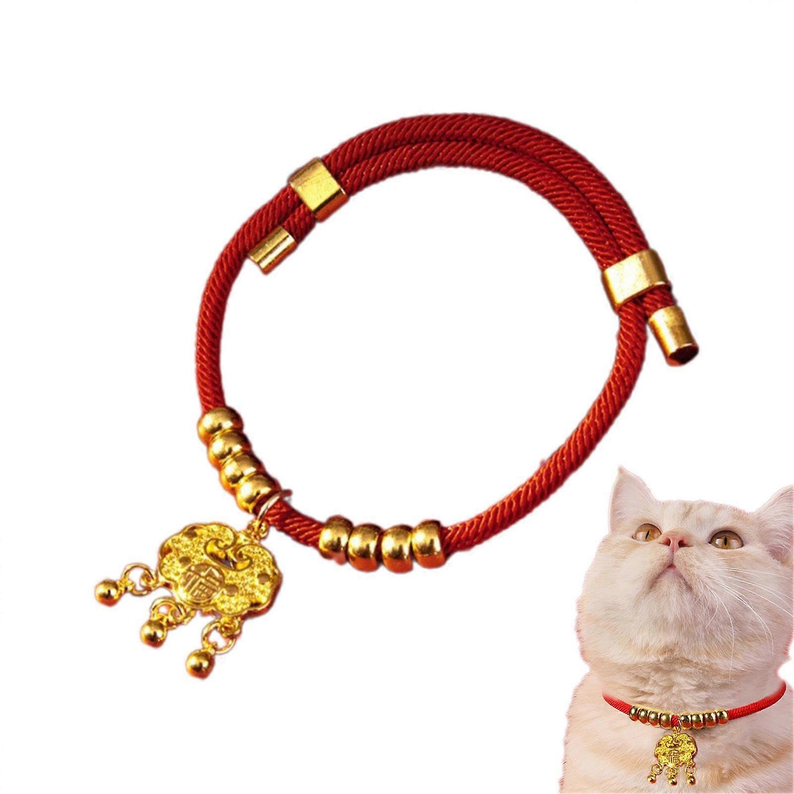 Happy New Year Pet Collar, Adjustable Dog Collar with Durable Closure, Red Cat Collar for Cats and Dogs