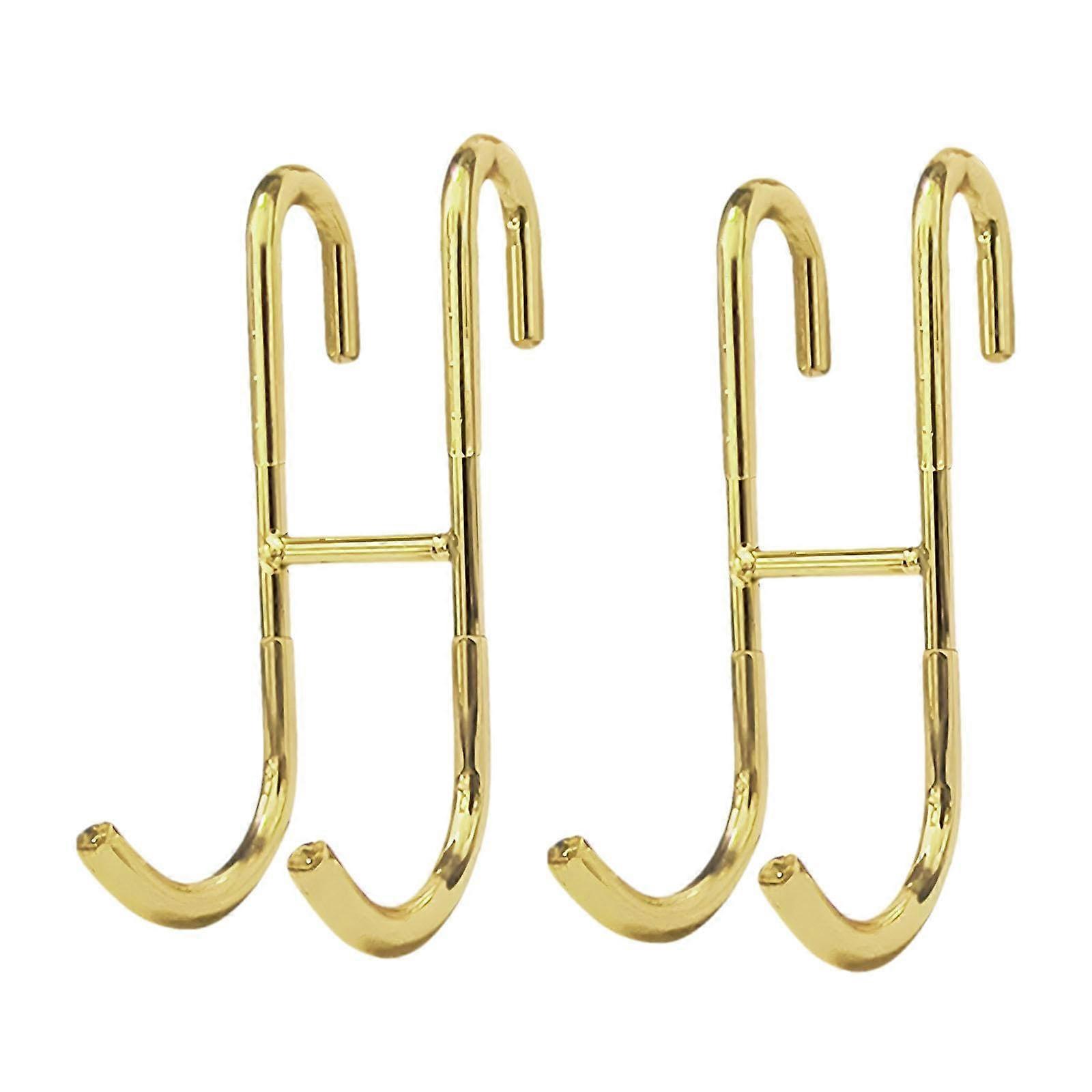 Over-the-Door Hooks 2-Pack, Space-Saving Towel and Clothes Holder for Bathrooms, Gold Finish