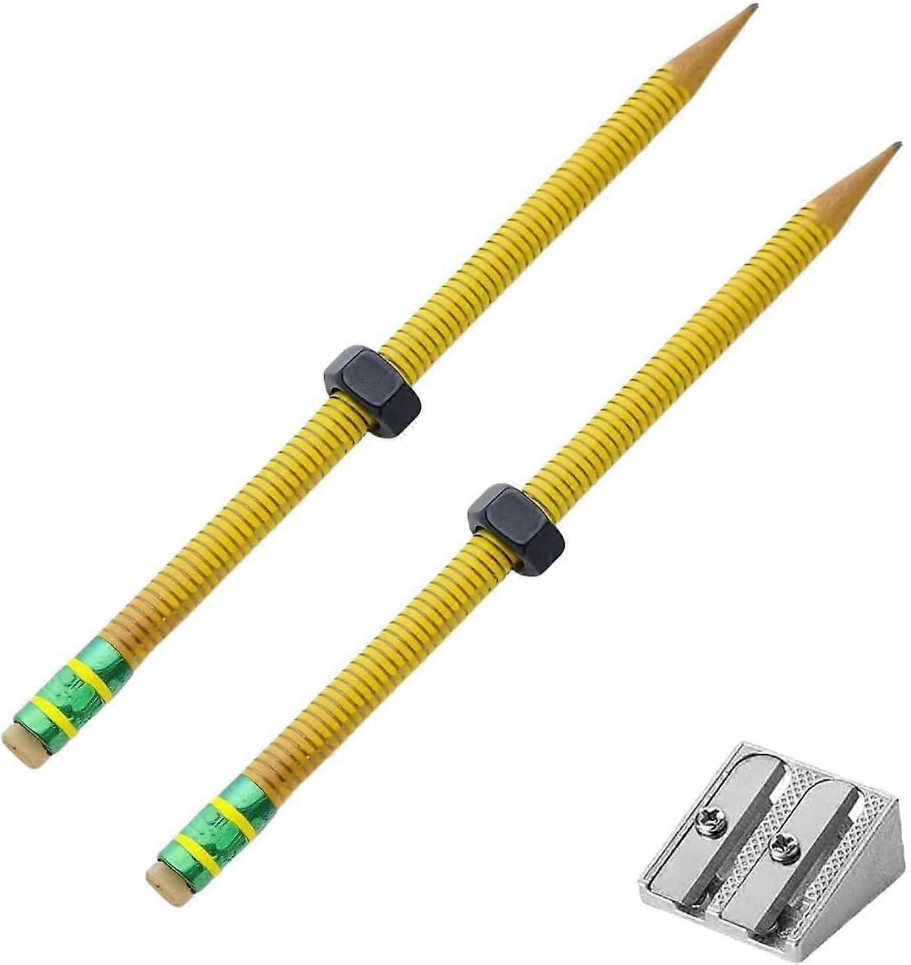 2Pcs ADHD Pencil, Threaded Pencil Fidget, Threaded Pencils for ADHD, Twist and Write Weighted Wooden Pencils Fidgets, Decompression Pen with Rotating 