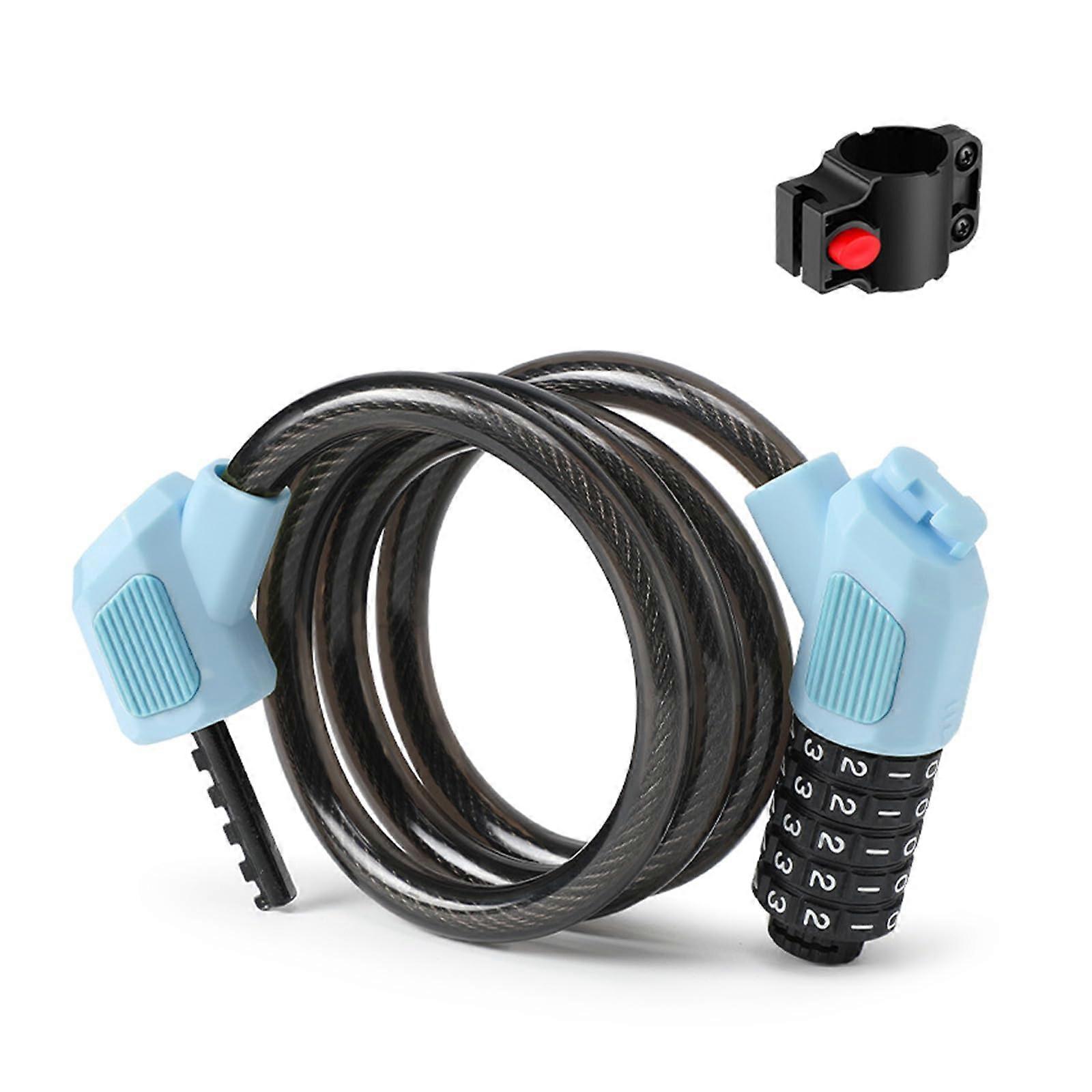 5digit combination cable lock for bicycles, mountain bikes, security blue bike lock