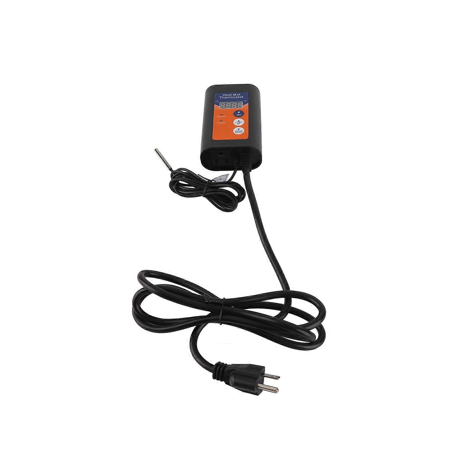 Digital Heat Mat Thermostat 1000W 41 to 108℉ Temperature Controller with LED Display for Seedlings Hydroponic Germination Reptiles Fermentation