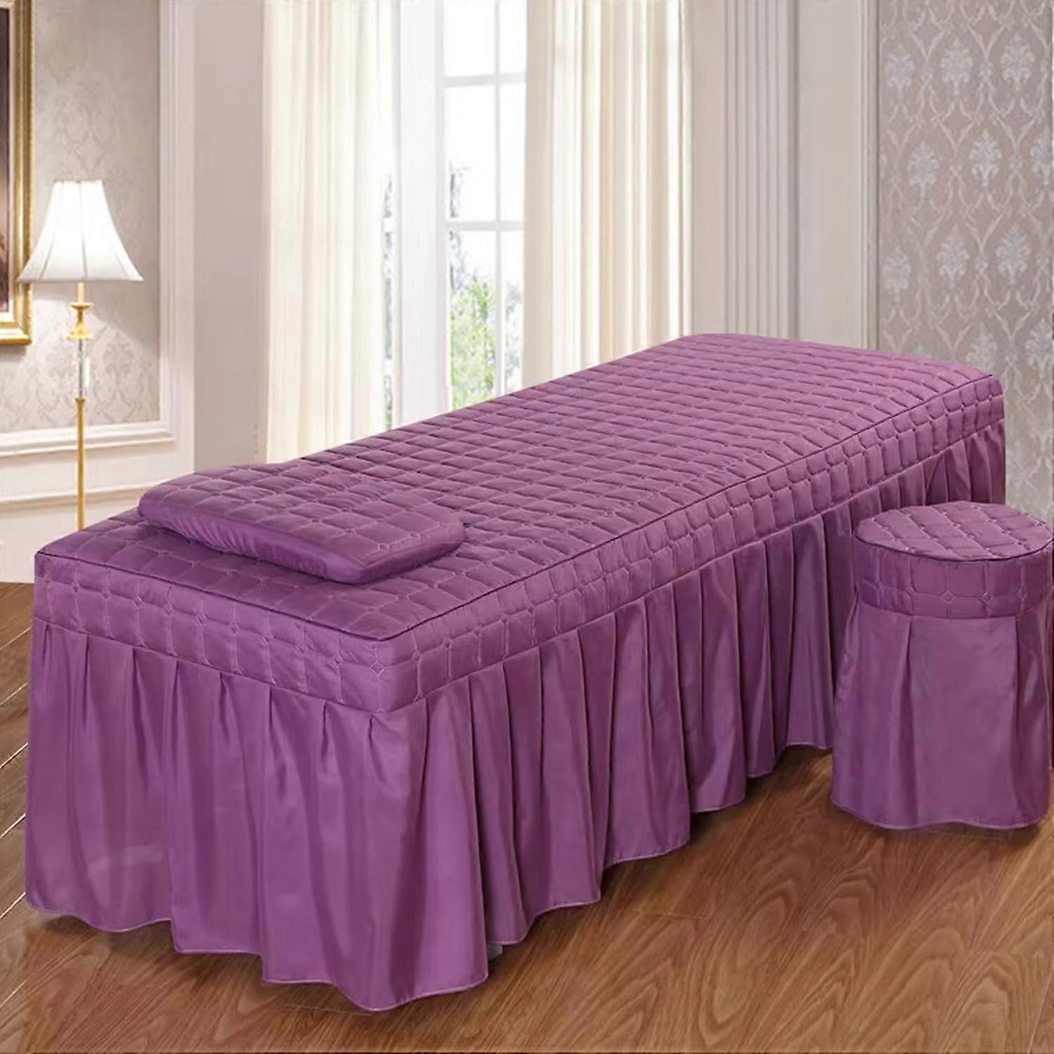 SPA Beauty Bed Skirt, Full Coverage Square Head, Washable 190*70cm Purple/B