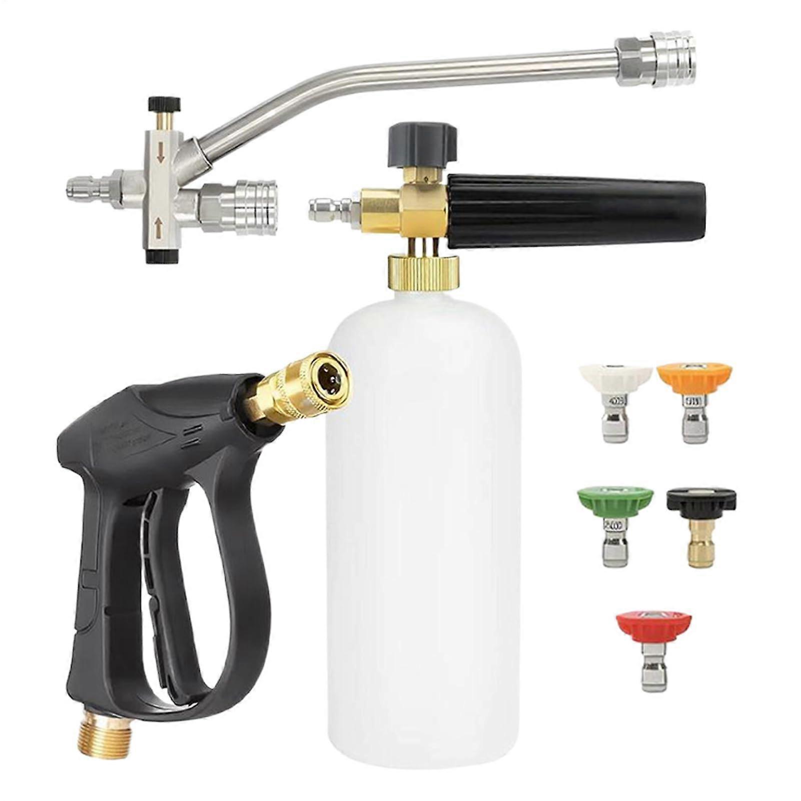 High Pressure Washer Foam Cannon Accessory Set with Double Nozzle Spray Head and Adapter for Car and Garden Cleaning